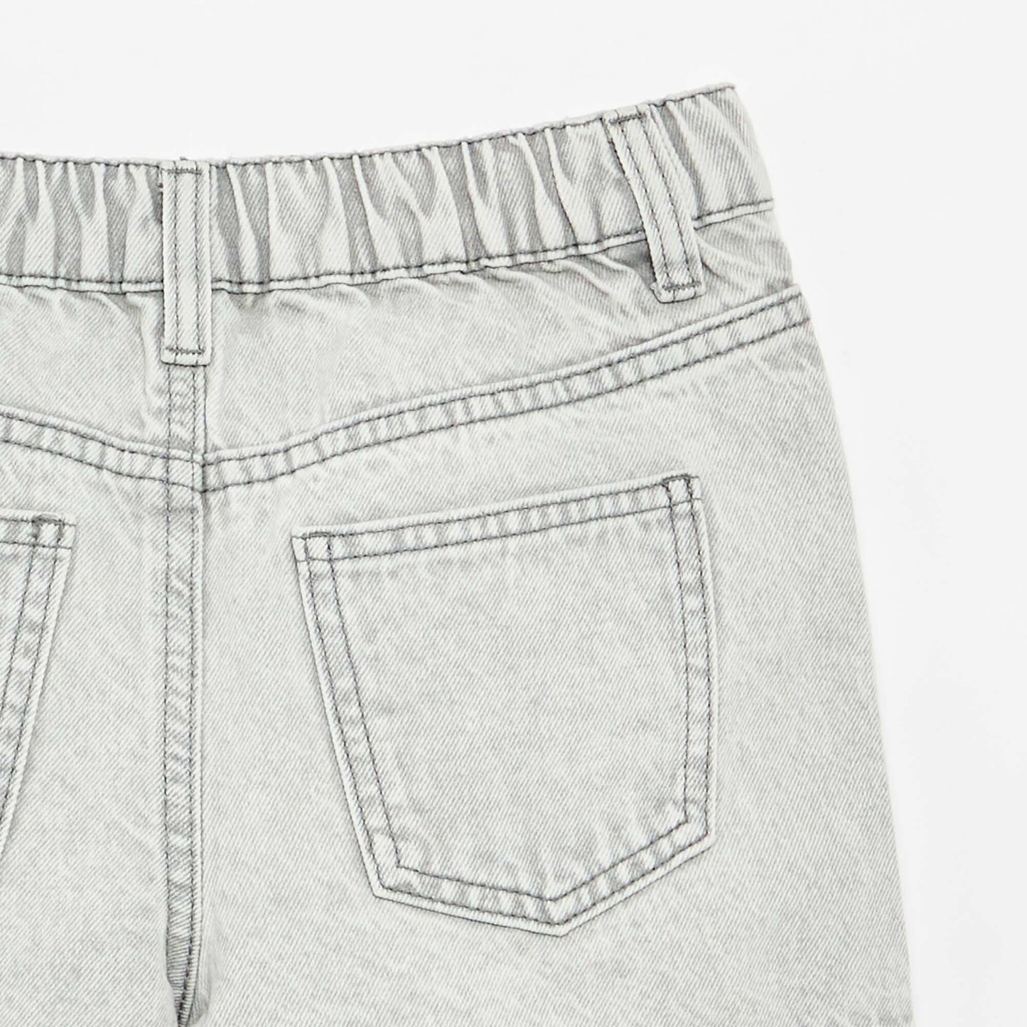 Embroidered denim shorts GREY