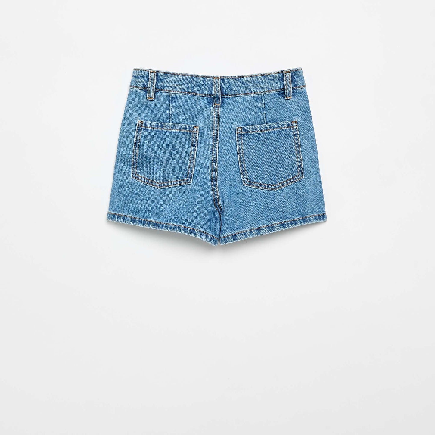 Pleated denim shorts BLUE