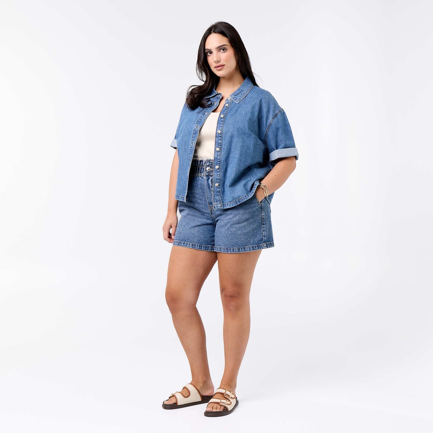 Denim Shorts with Pockets BLUE