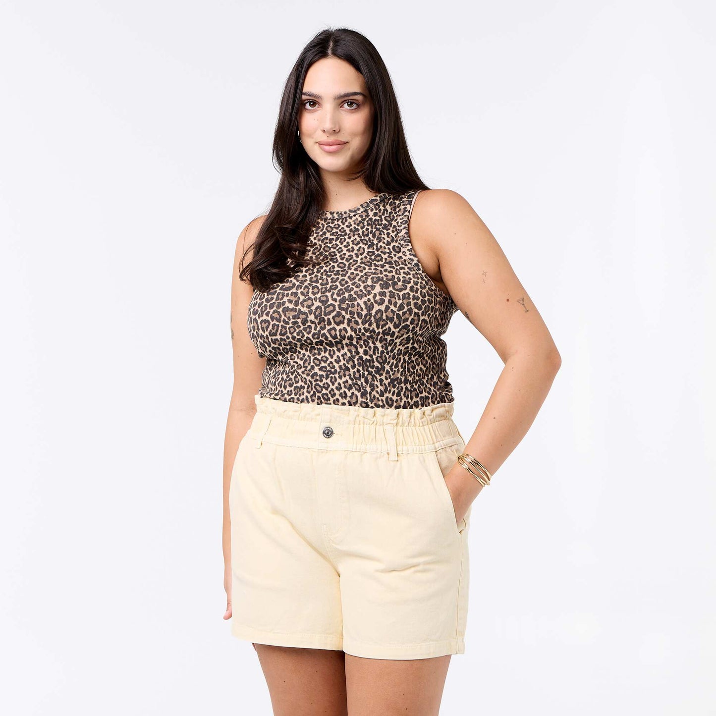 Denim Shorts with Pockets YELLOW