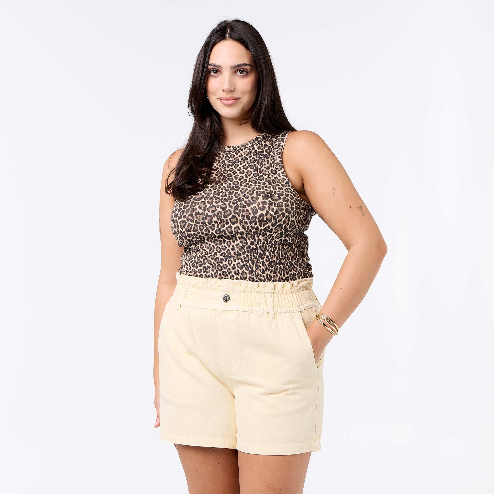 Denim Shorts with Pockets YELLOW