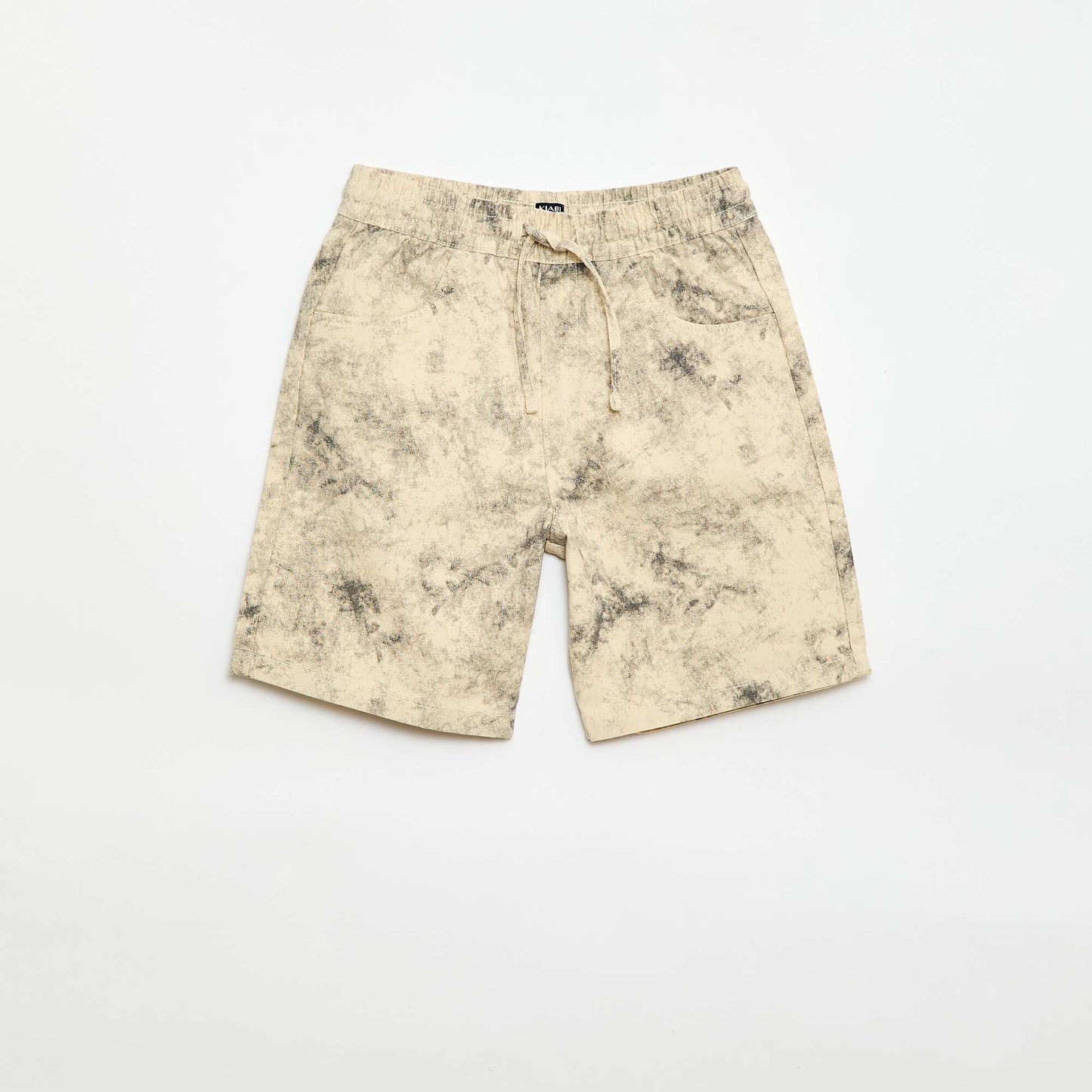 Straight-Cut Bermuda Shorts with Elasticated Waist BEIGE