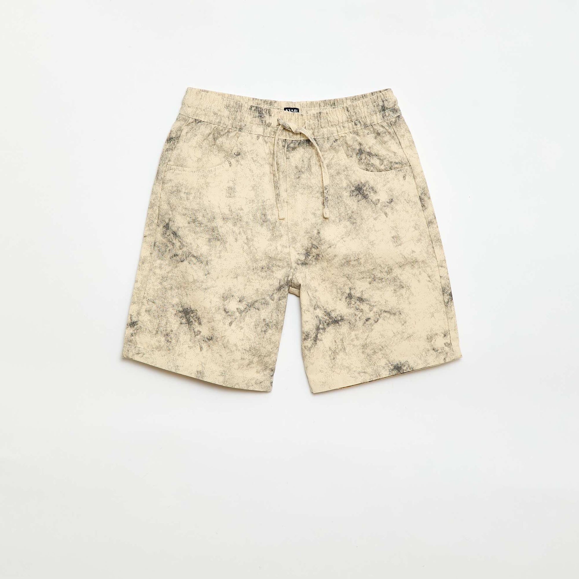 Straight-Cut Bermuda Shorts with Elasticated Waist BEIGE