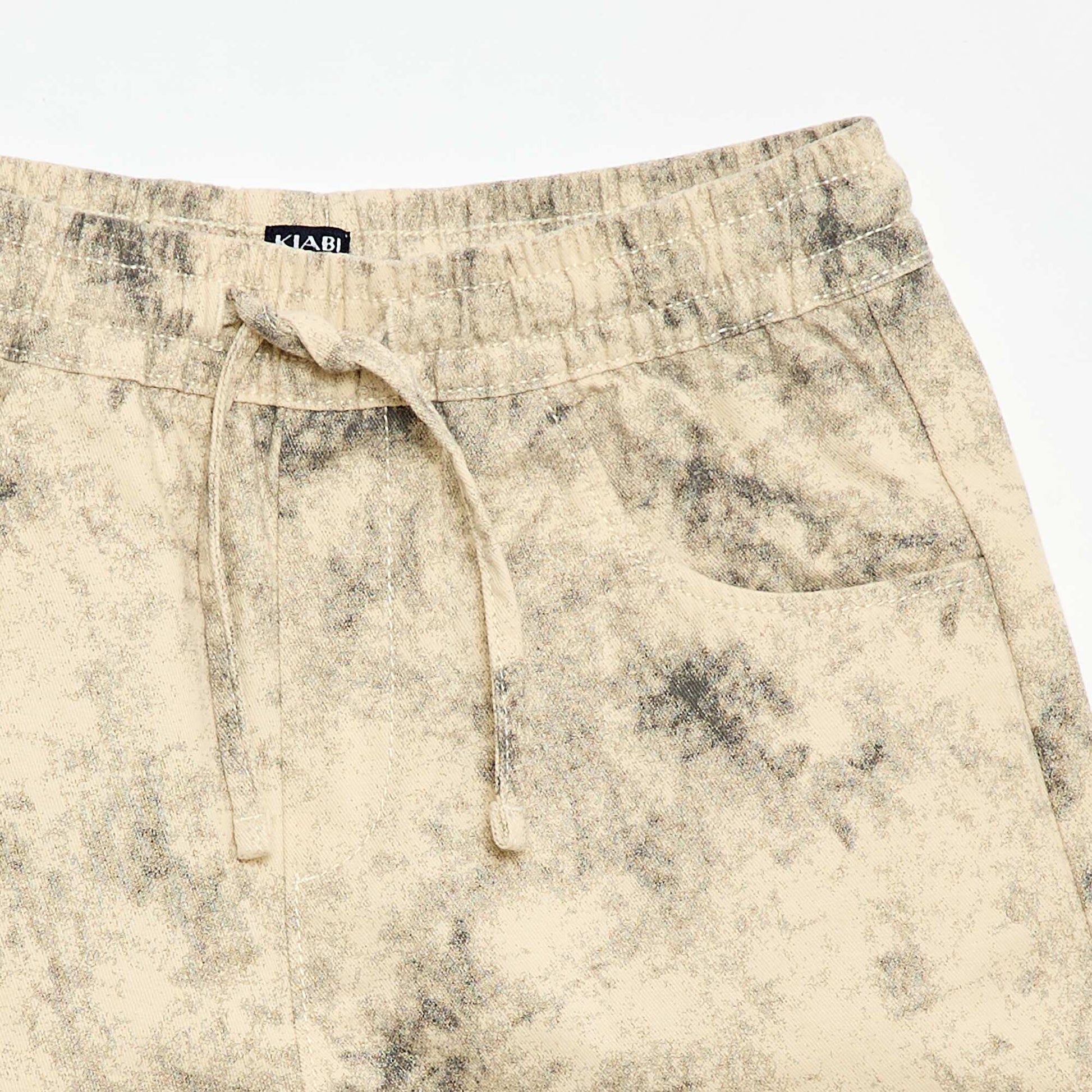 Straight-Cut Bermuda Shorts with Elasticated Waist BEIGE