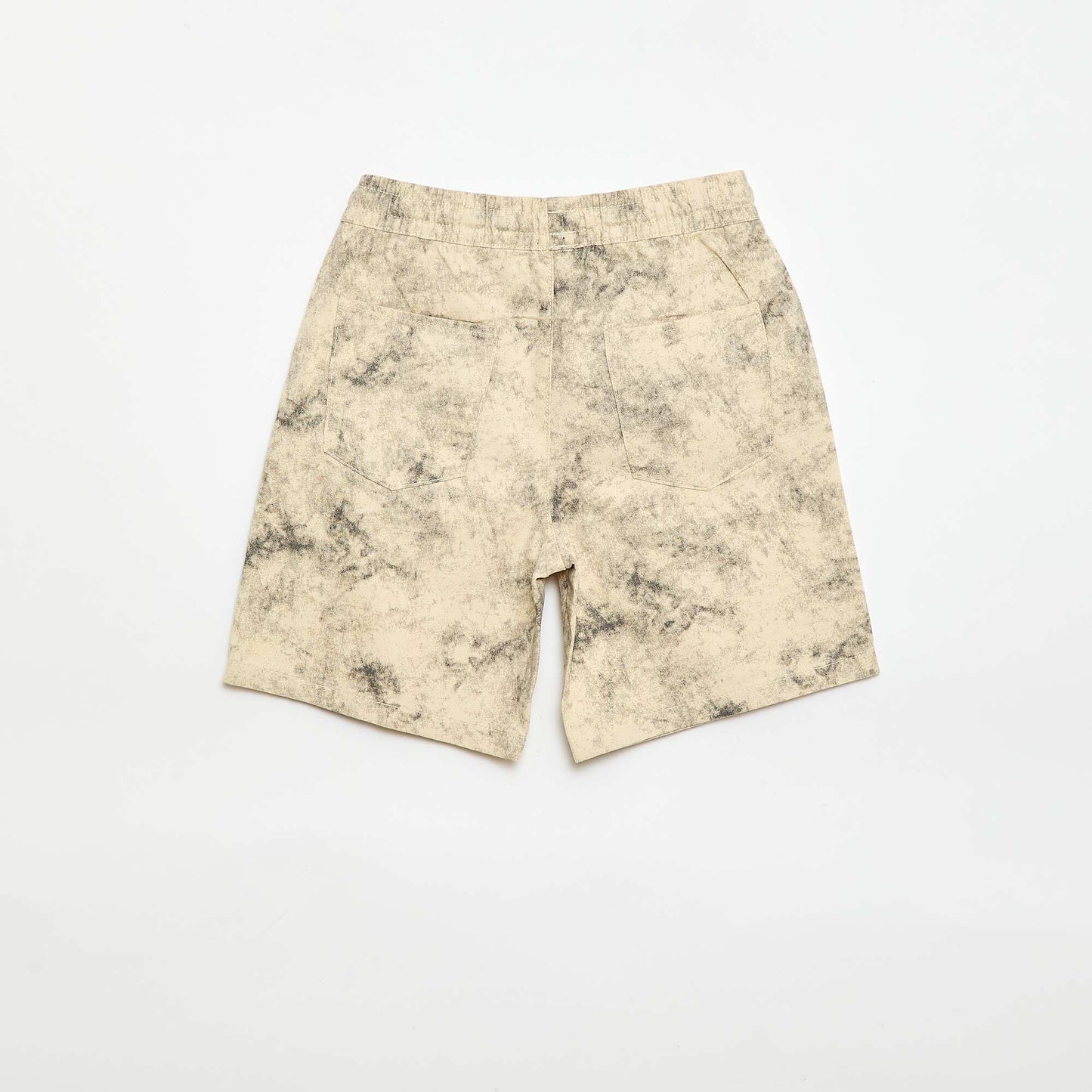 Straight-Cut Bermuda Shorts with Elasticated Waist BEIGE