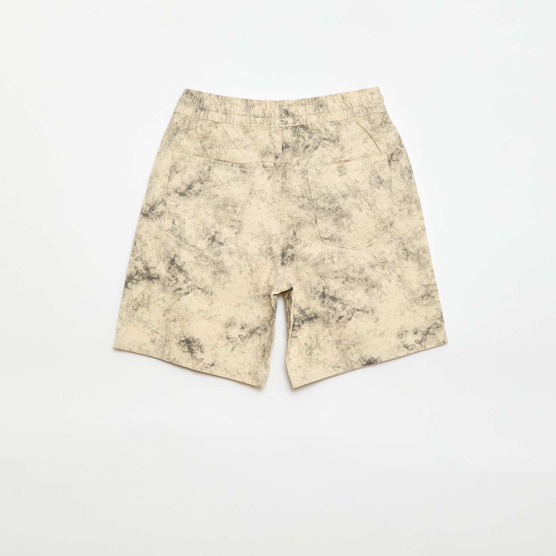 Straight-Cut Bermuda Shorts with Elasticated Waist BEIGE