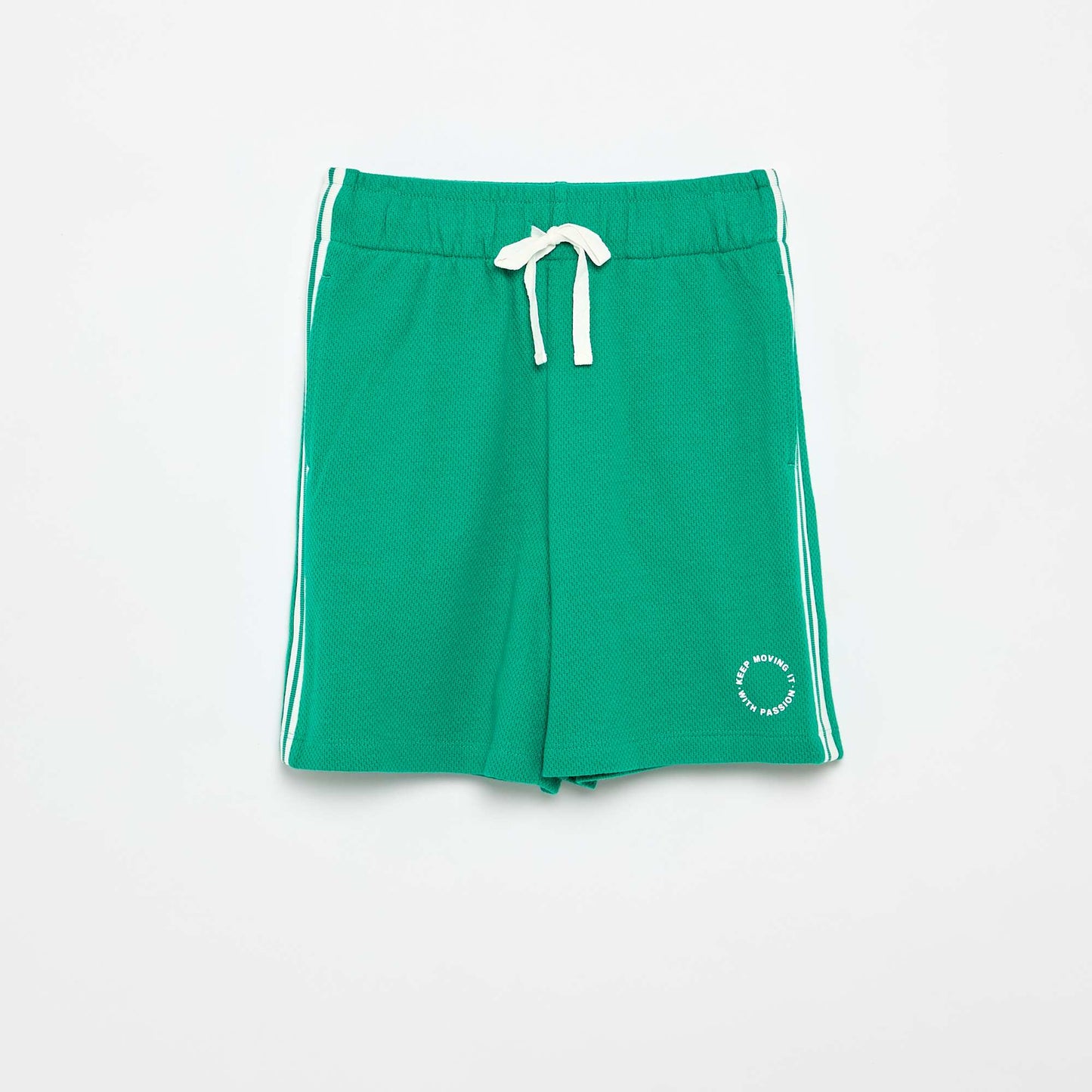 Relaxed Shorts with Contrasting Side Stripes GREEN