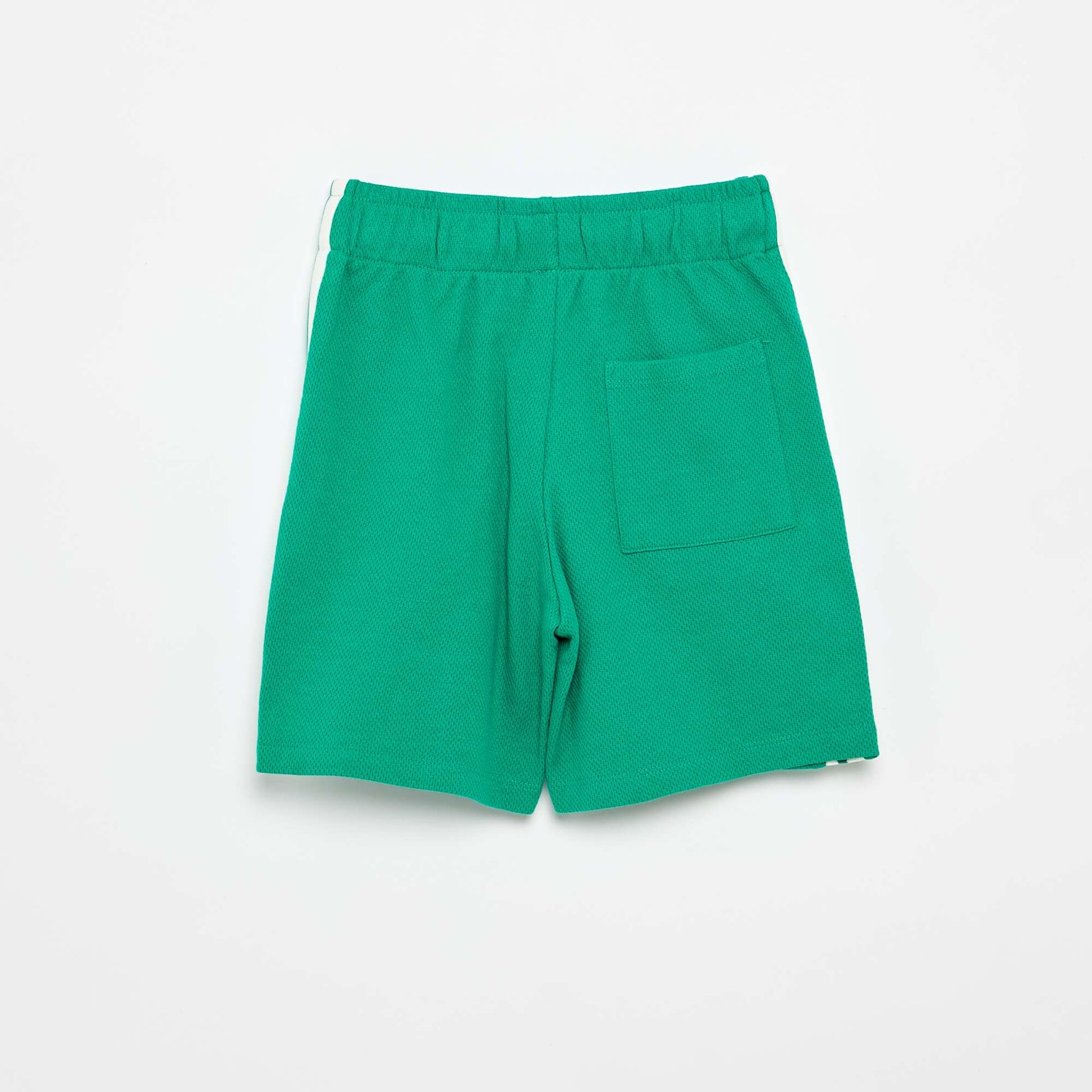 Relaxed Shorts with Contrasting Side Stripes GREEN