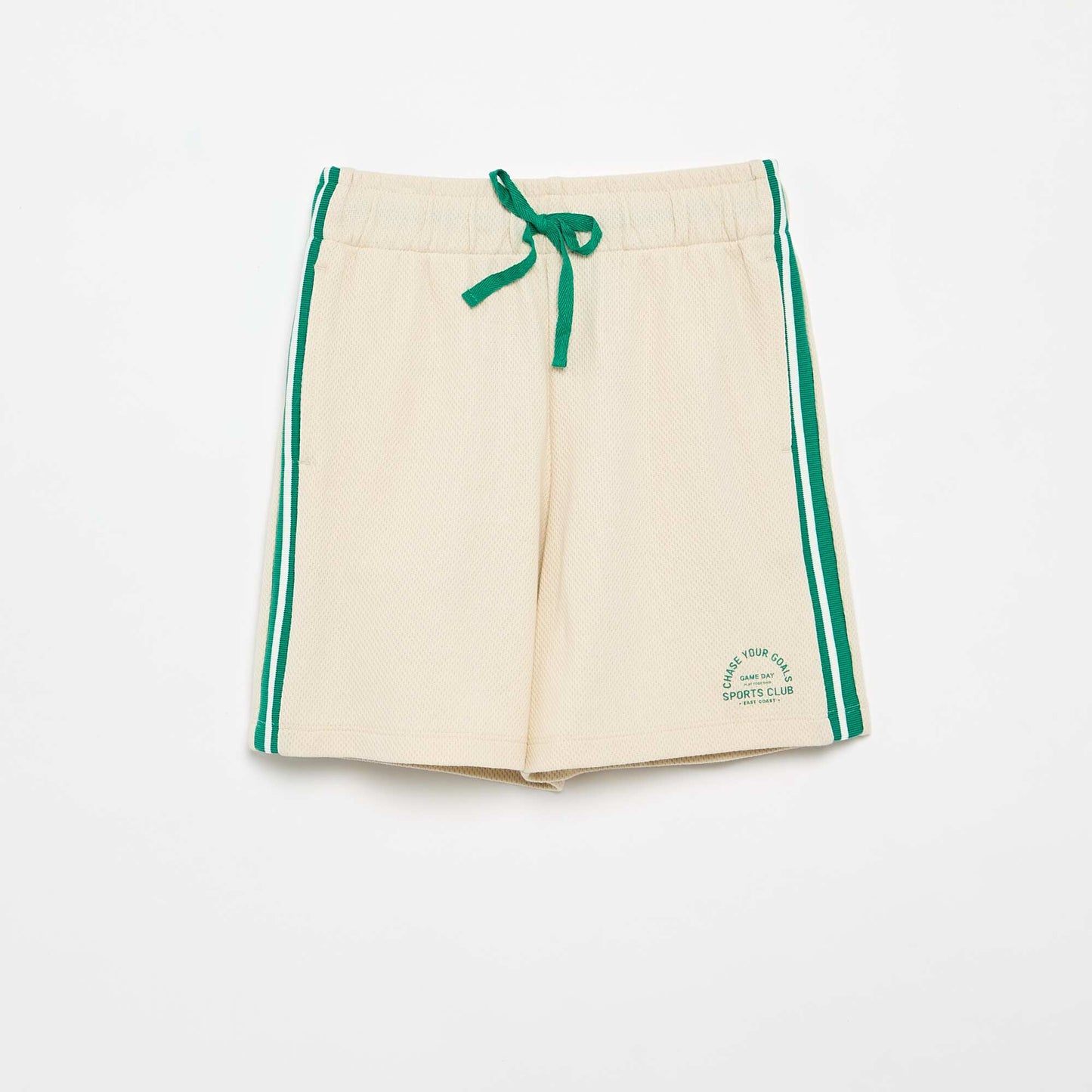 Relaxed Shorts with Contrasting Side Stripes BEIGE
