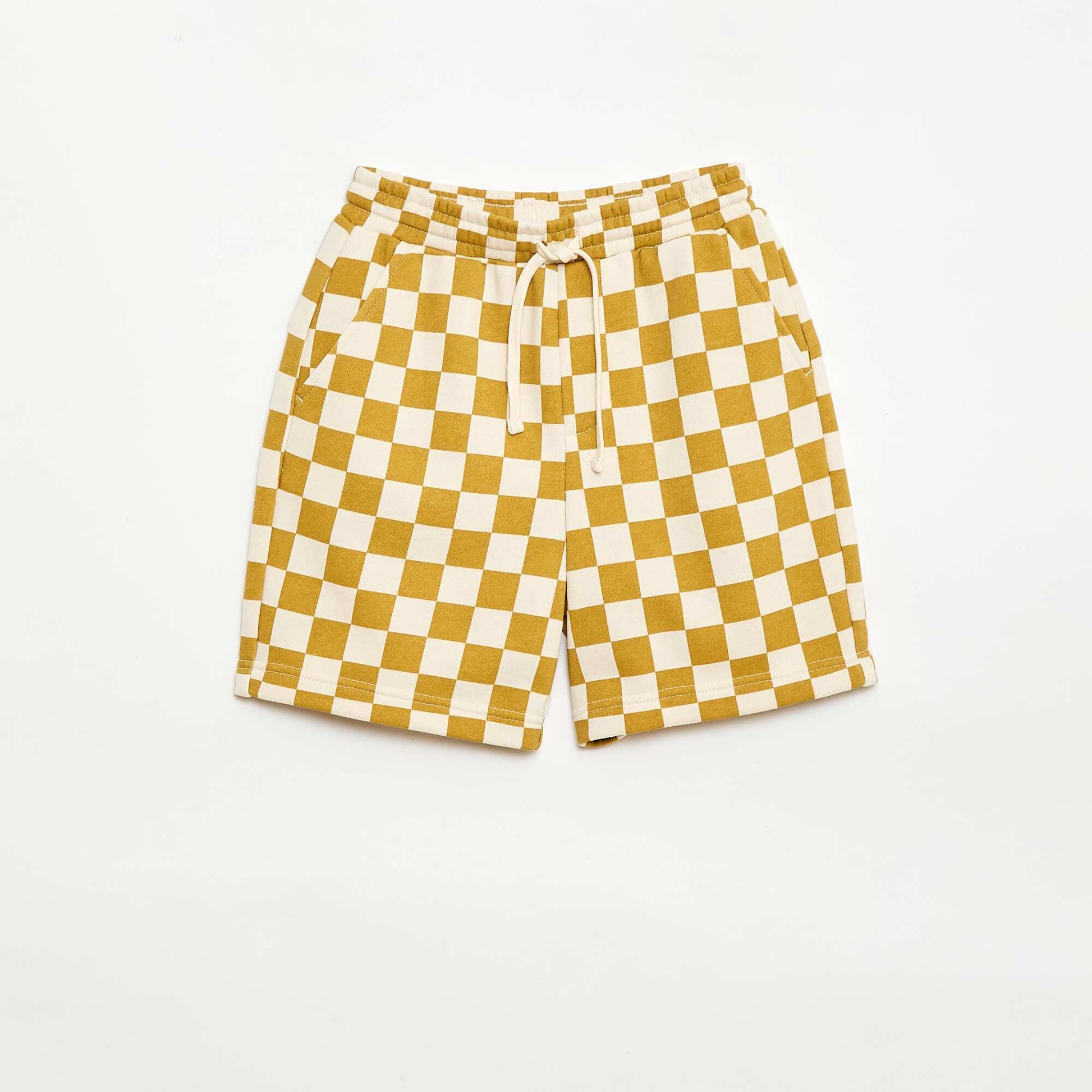 ორნამენტებიანი ფრანგული ტერი ბერმუდის შორტი კრემისფერი