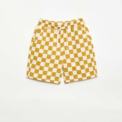 ორნამენტებიანი ფრანგული ტერი ბერმუდის შორტი კრემისფერი