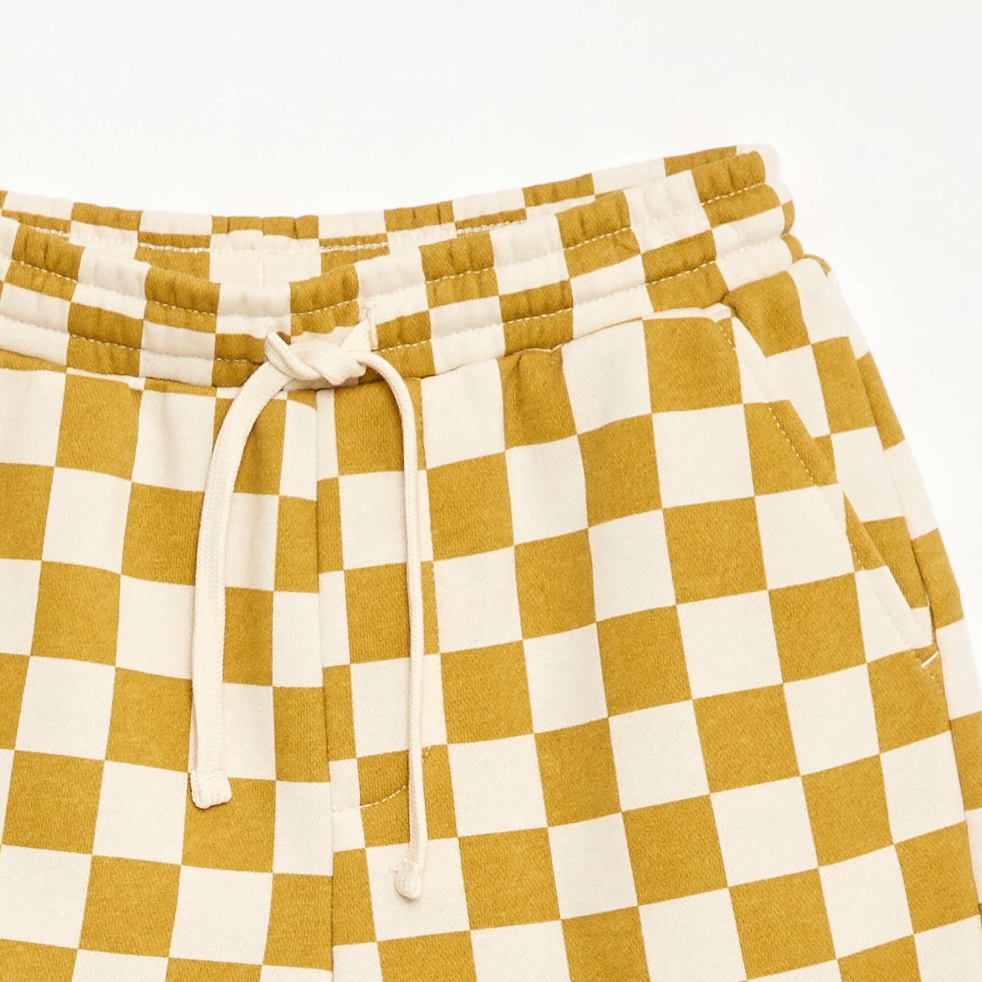 ორნამენტებიანი ფრანგული ტერი ბერმუდის შორტი კრემისფერი