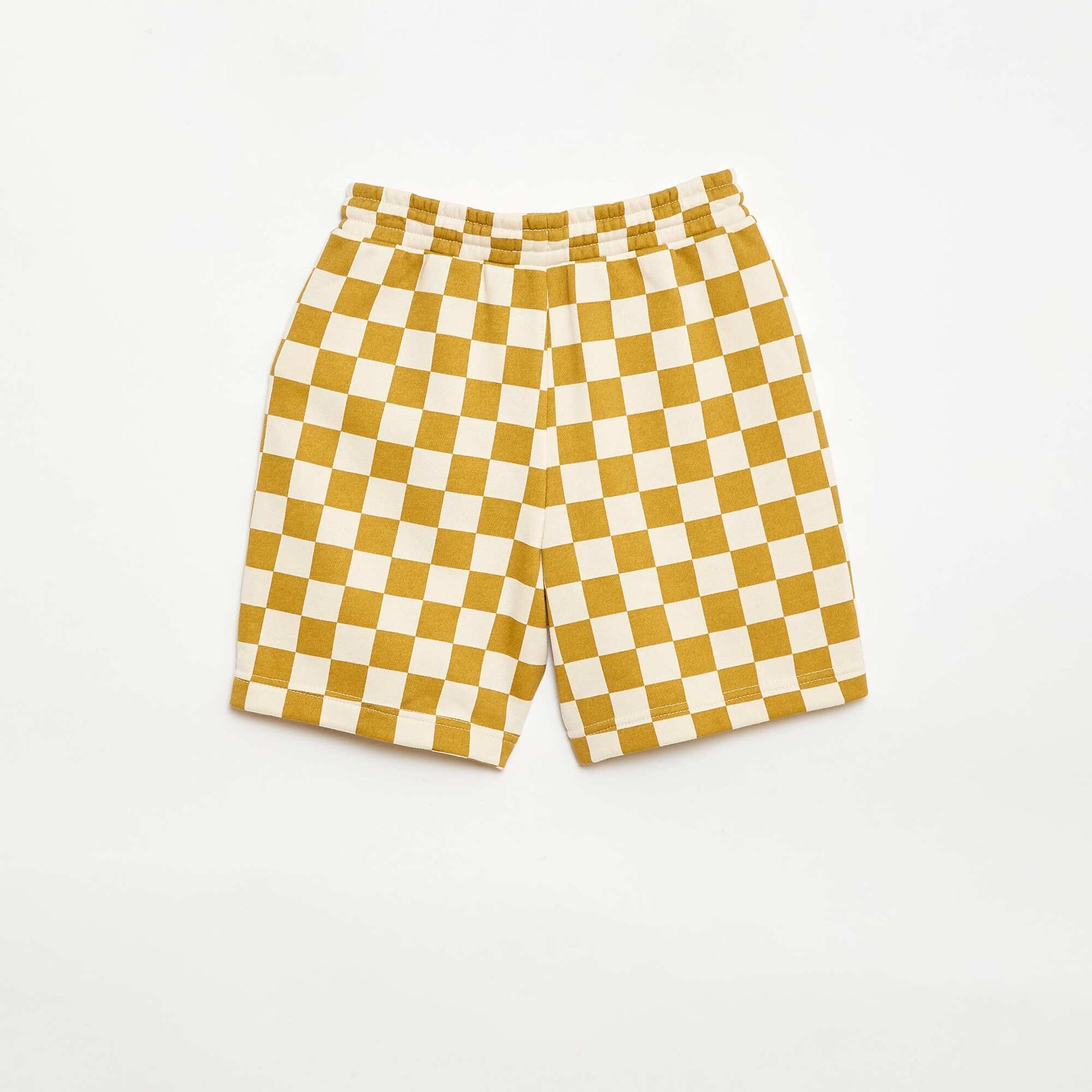 ორნამენტებიანი ფრანგული ტერი ბერმუდის შორტი კრემისფერი