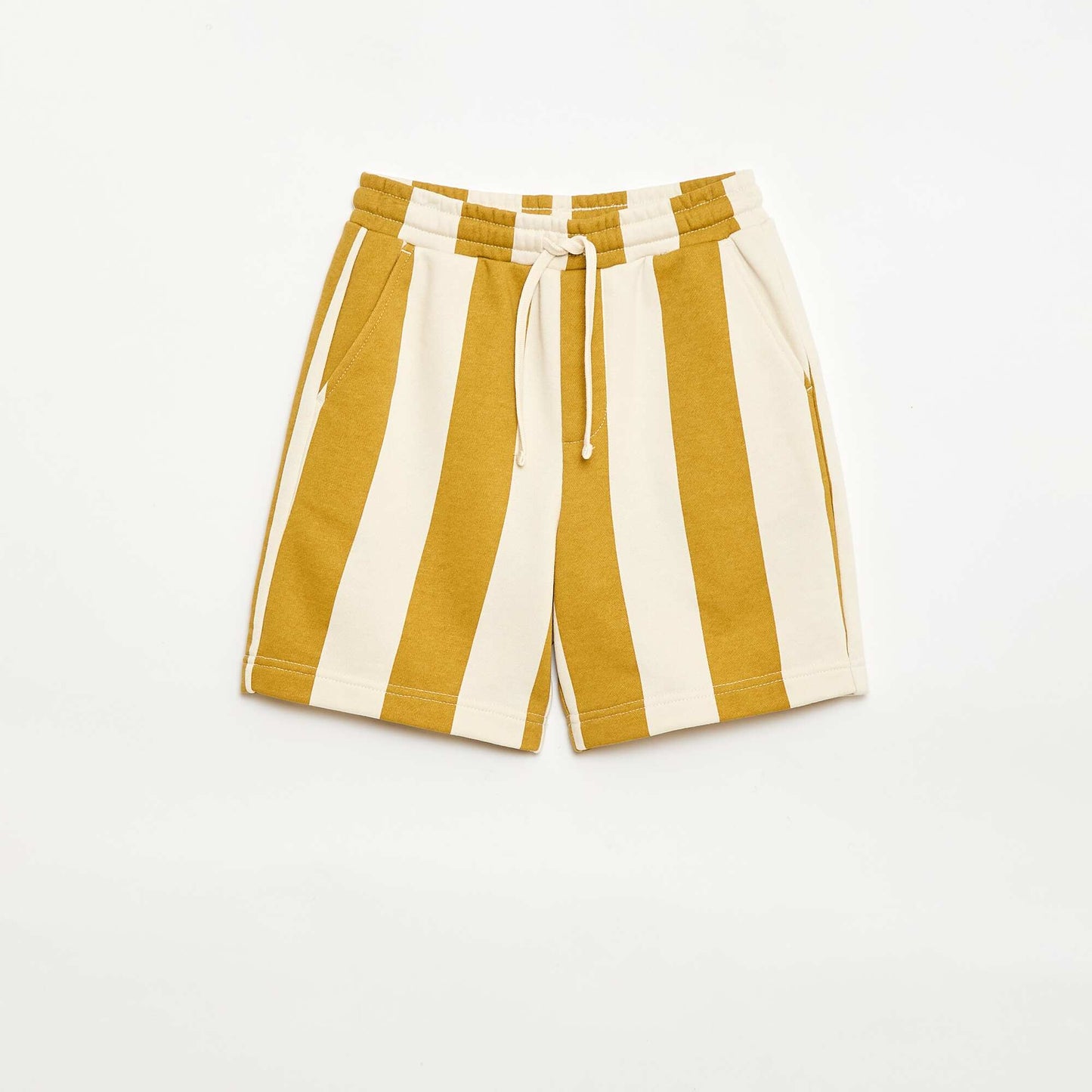 ორნამენტებიანი ფრანგული ტერი ბერმუდის შორტი კრემისფერი