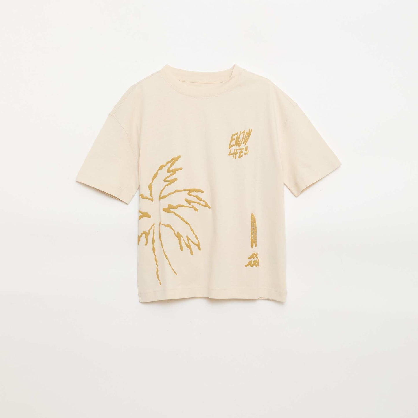 Printed short-sleeved T-shirt BEIGE