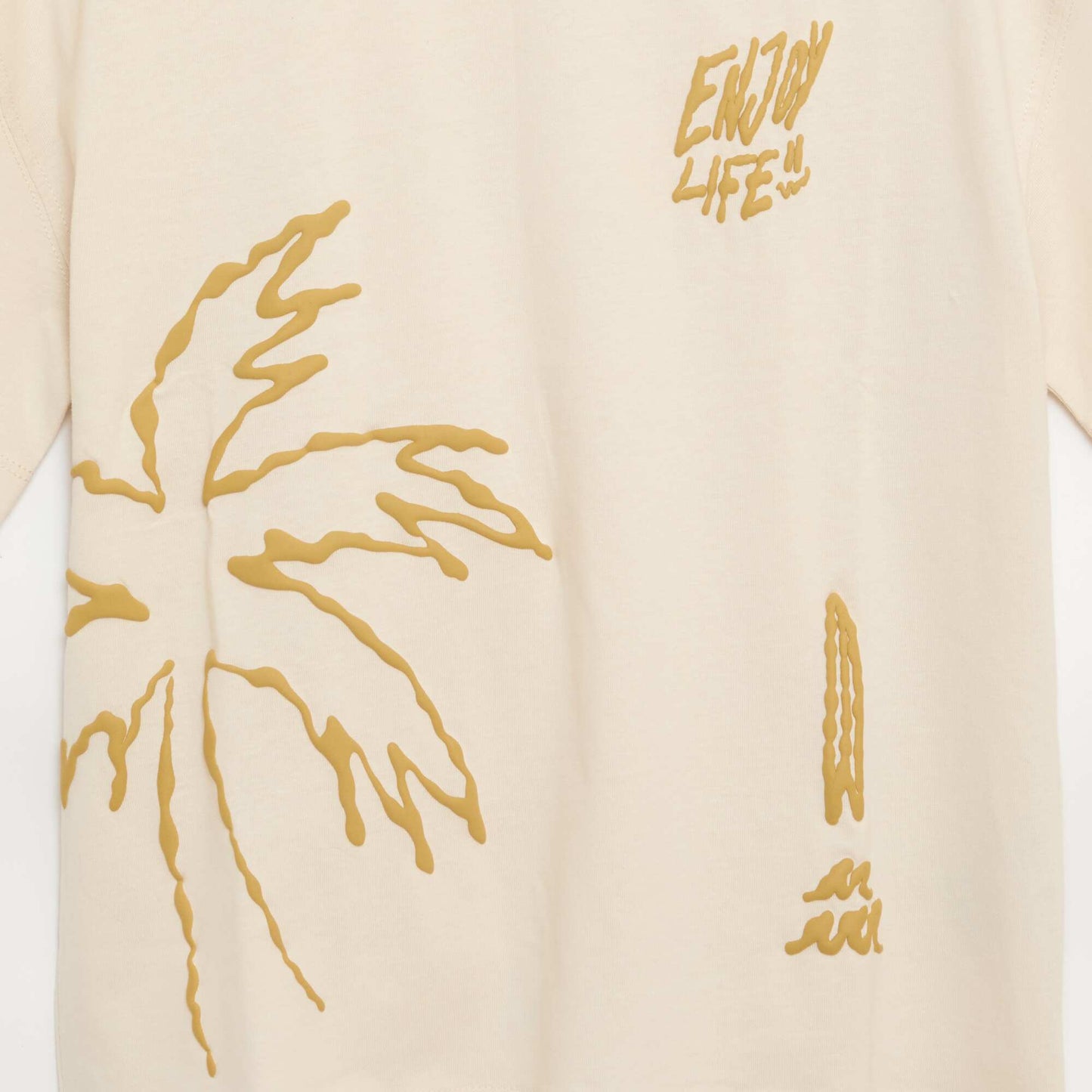 Printed short-sleeved T-shirt BEIGE