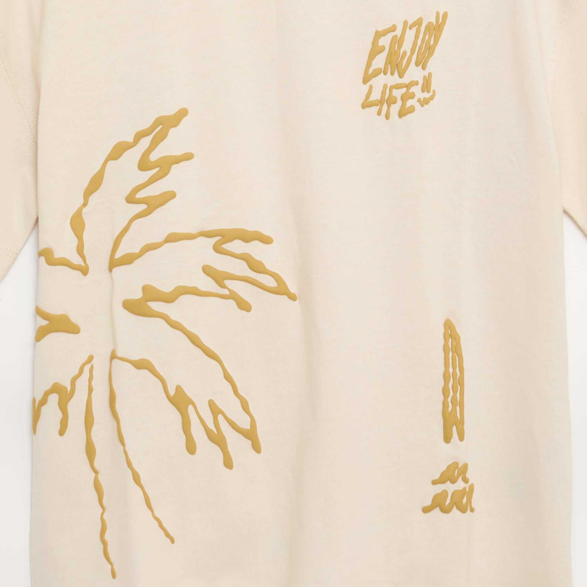 Printed short-sleeved T-shirt BEIGE
