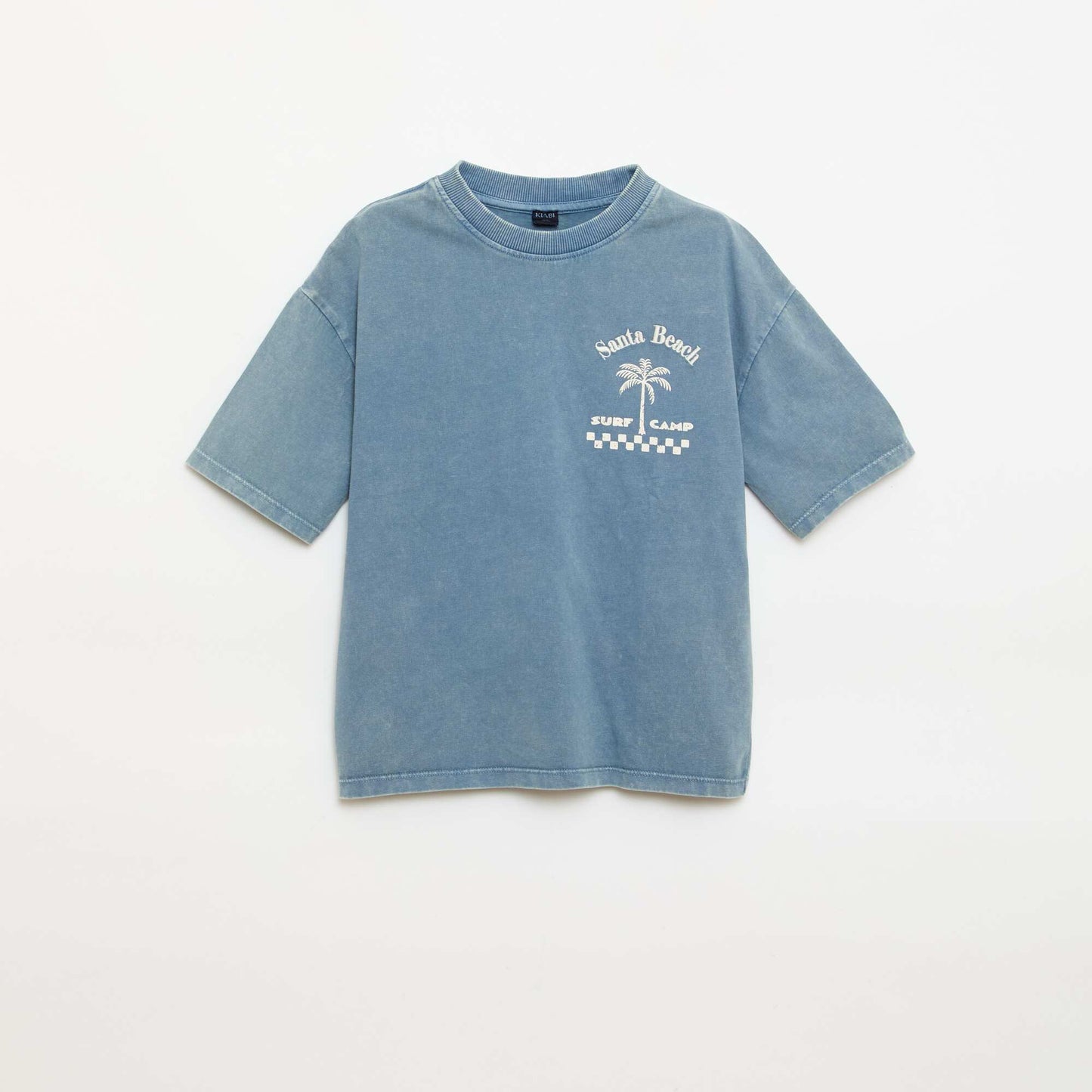 Short-sleeve message print T-shirt BLUE