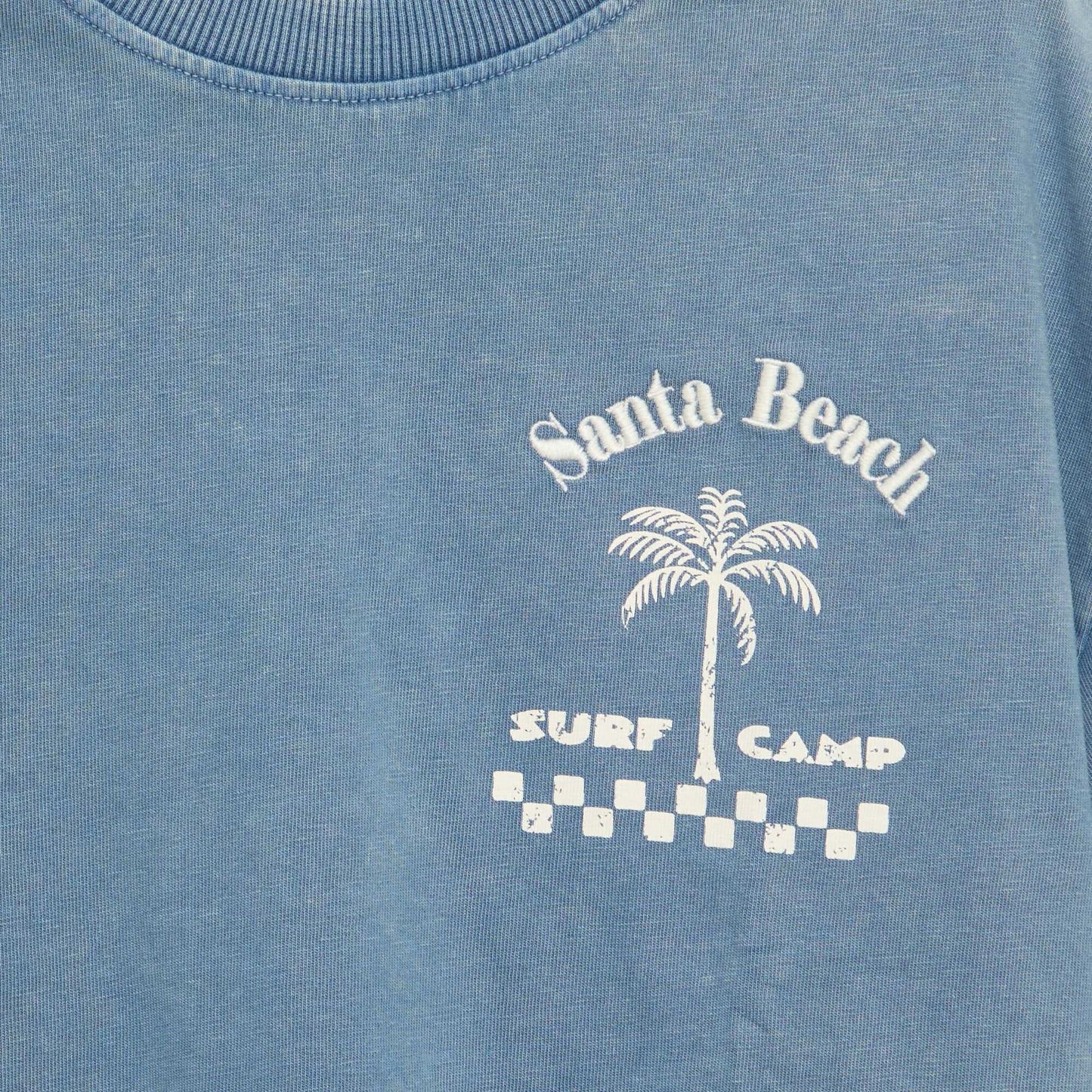 Short-sleeve message print T-shirt BLUE