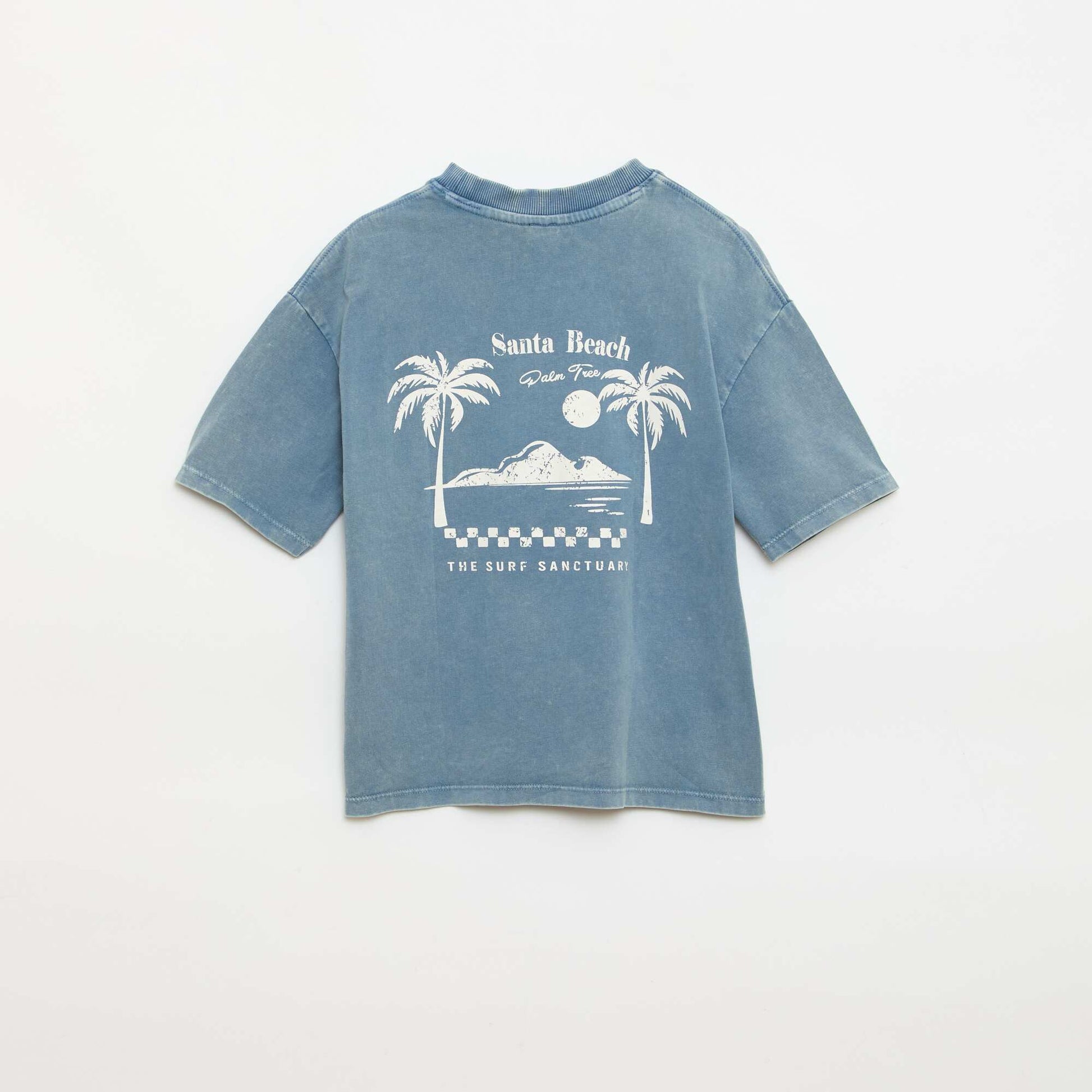 Short-sleeve message print T-shirt BLUE