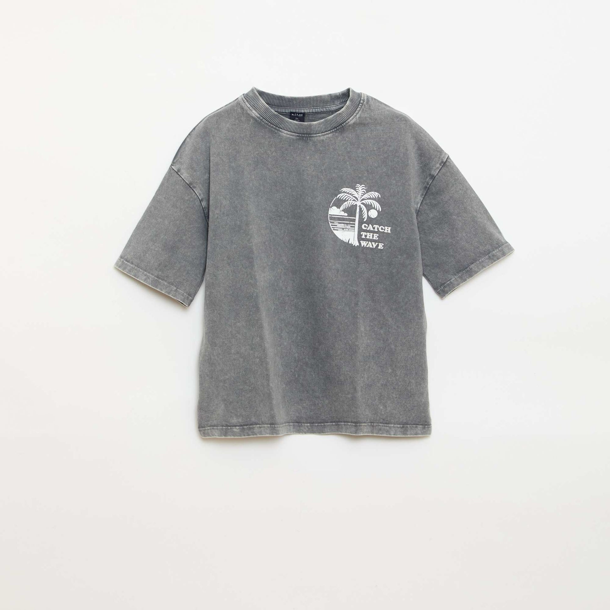 Short-sleeve message print T-shirt GREY