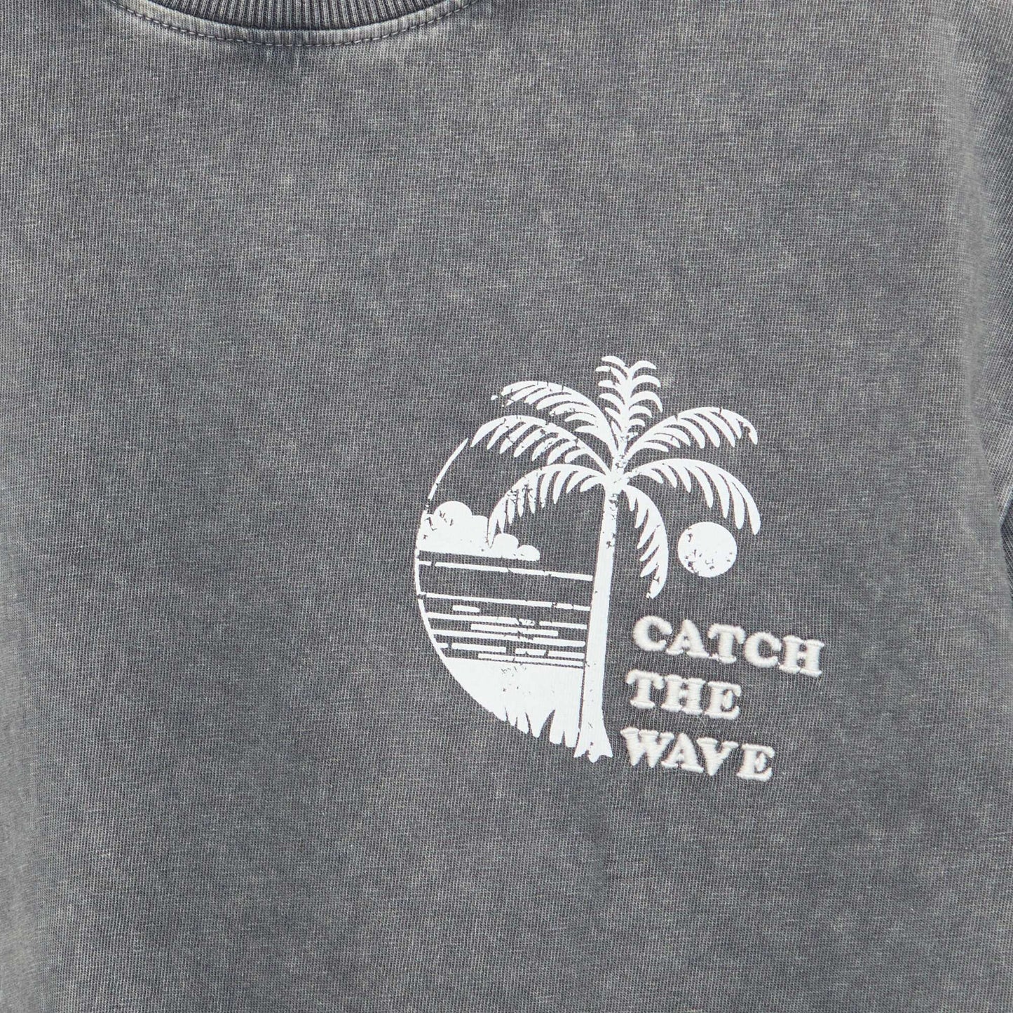Short-sleeve message print T-shirt GREY