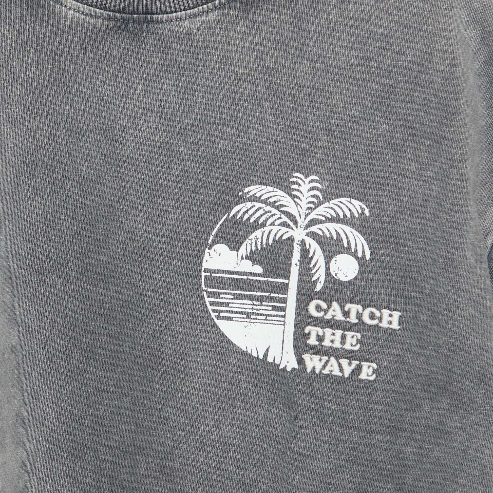 Short-sleeve message print T-shirt GREY