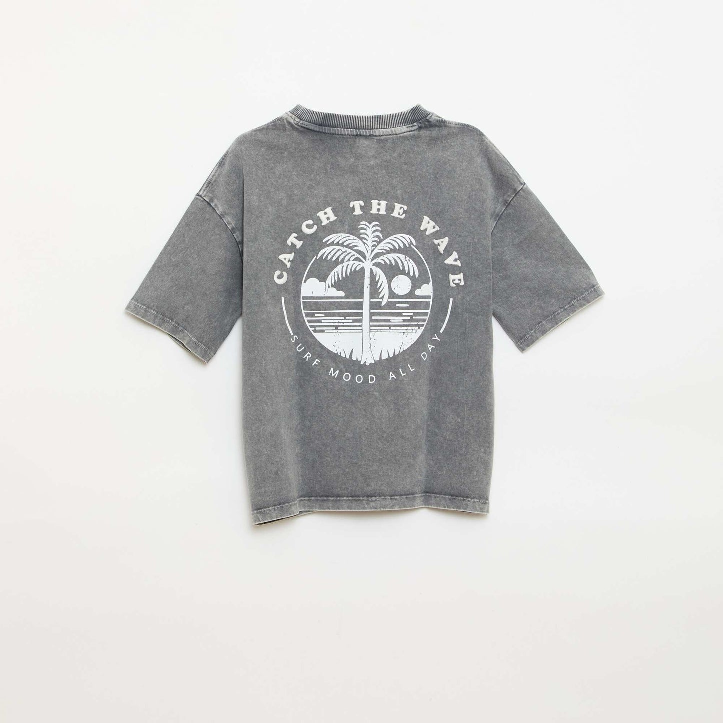 Short-sleeve message print T-shirt GREY