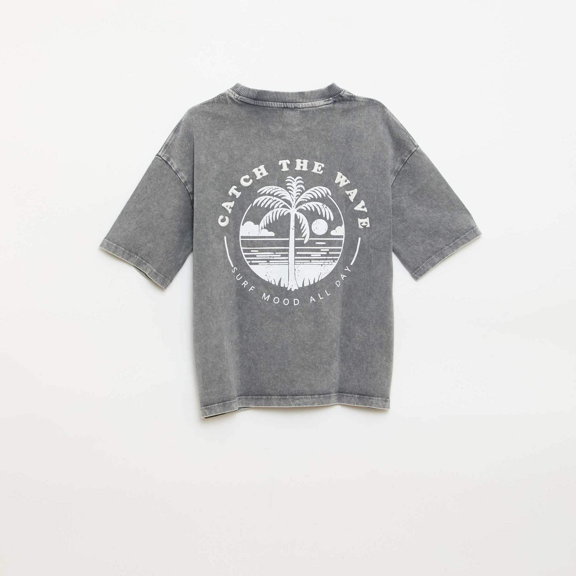 Short-sleeve message print T-shirt GREY