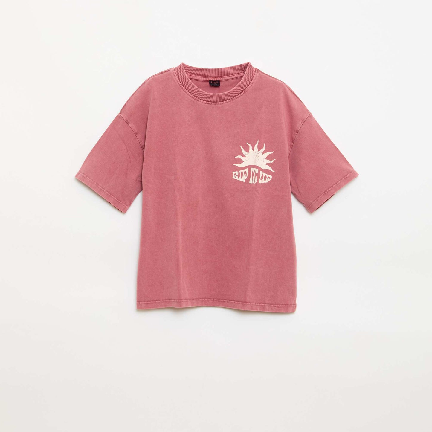 Short-sleeve message print T-shirt RED