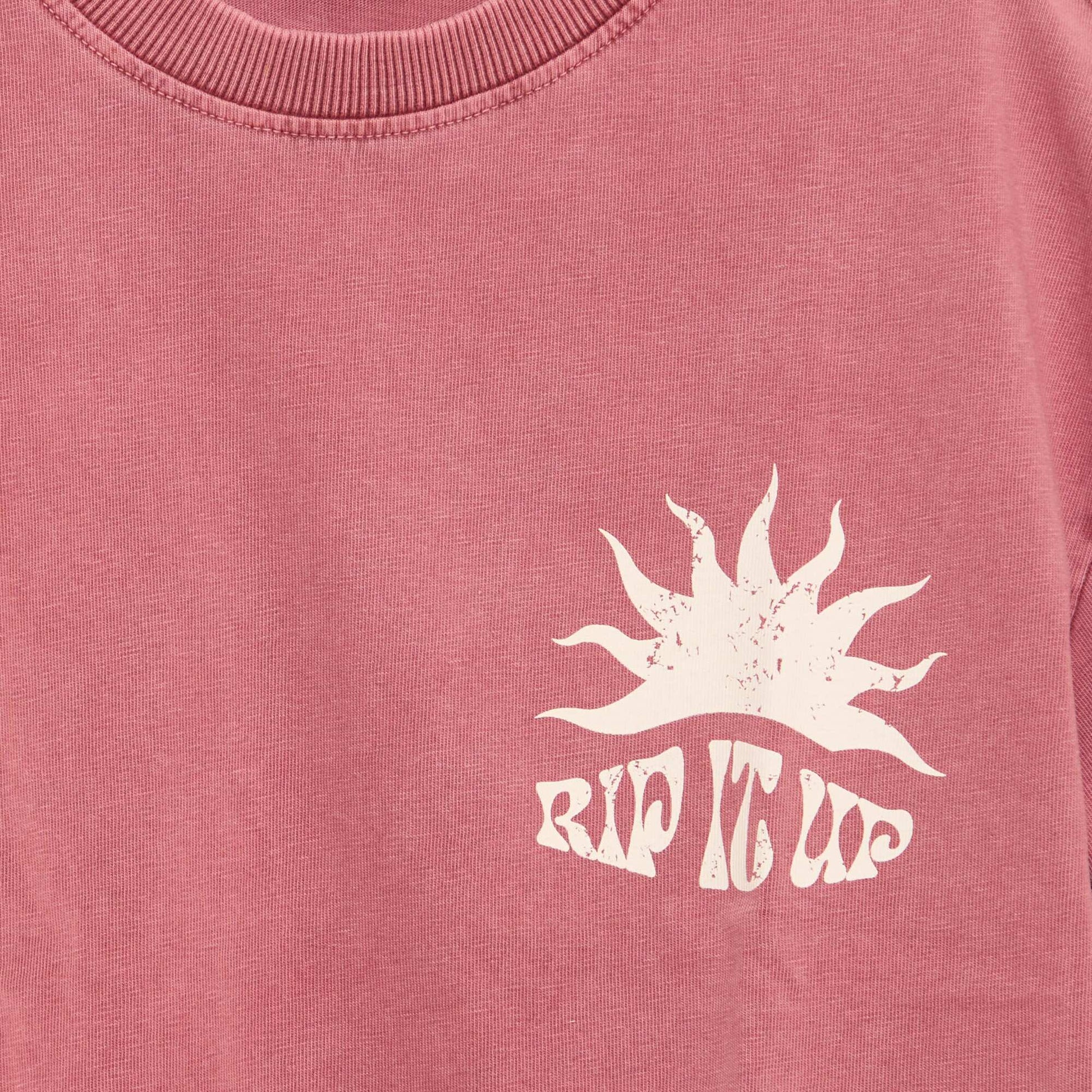 Short-sleeve message print T-shirt RED