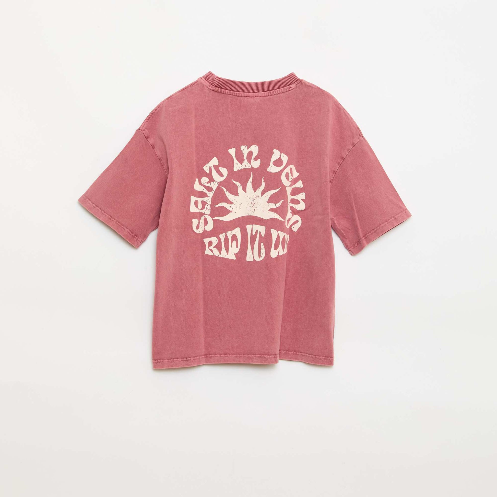 Short-sleeve message print T-shirt RED