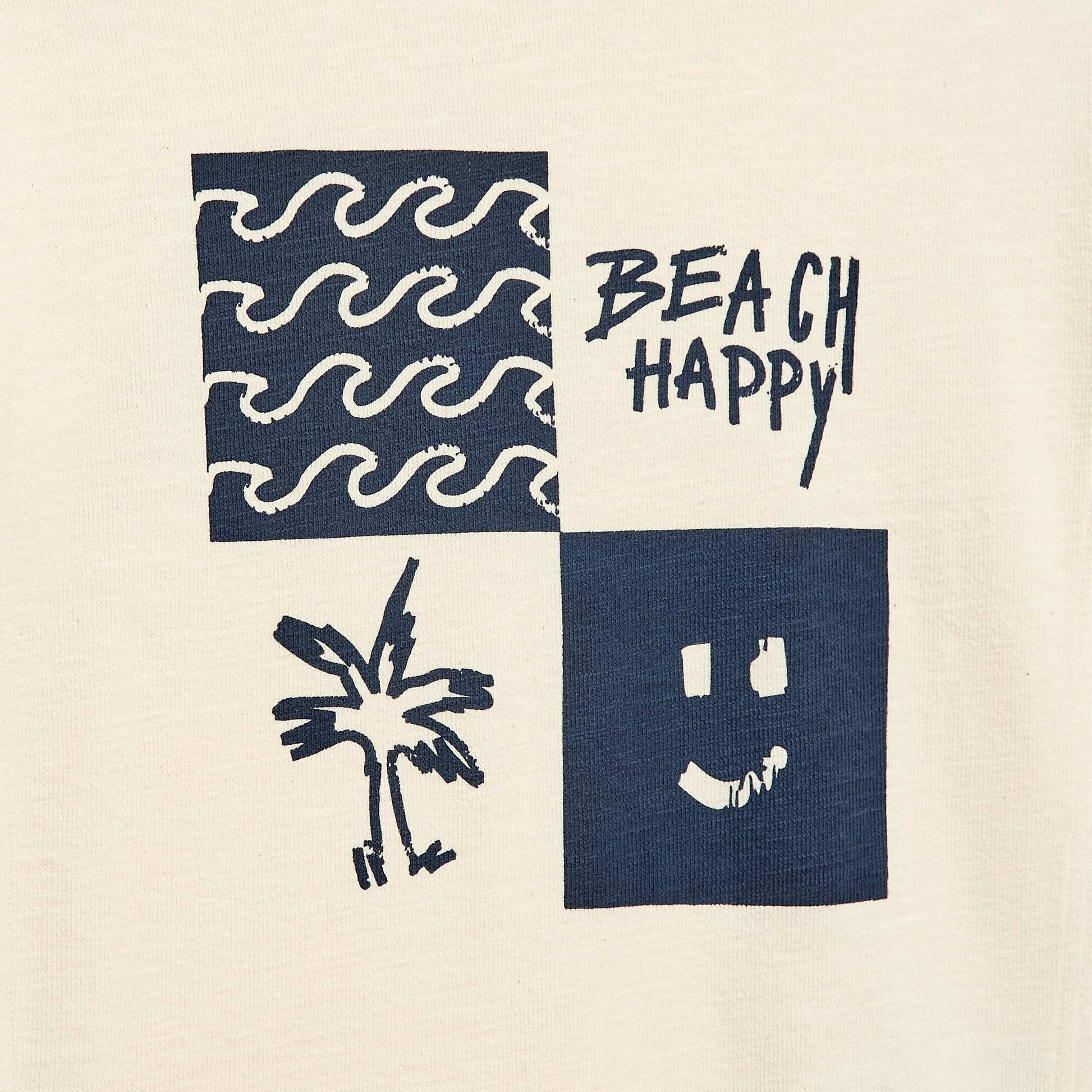 პრინტიანი თავისუფალი ფორმის მოკლემკლავიანი მაისური კრემისფერი