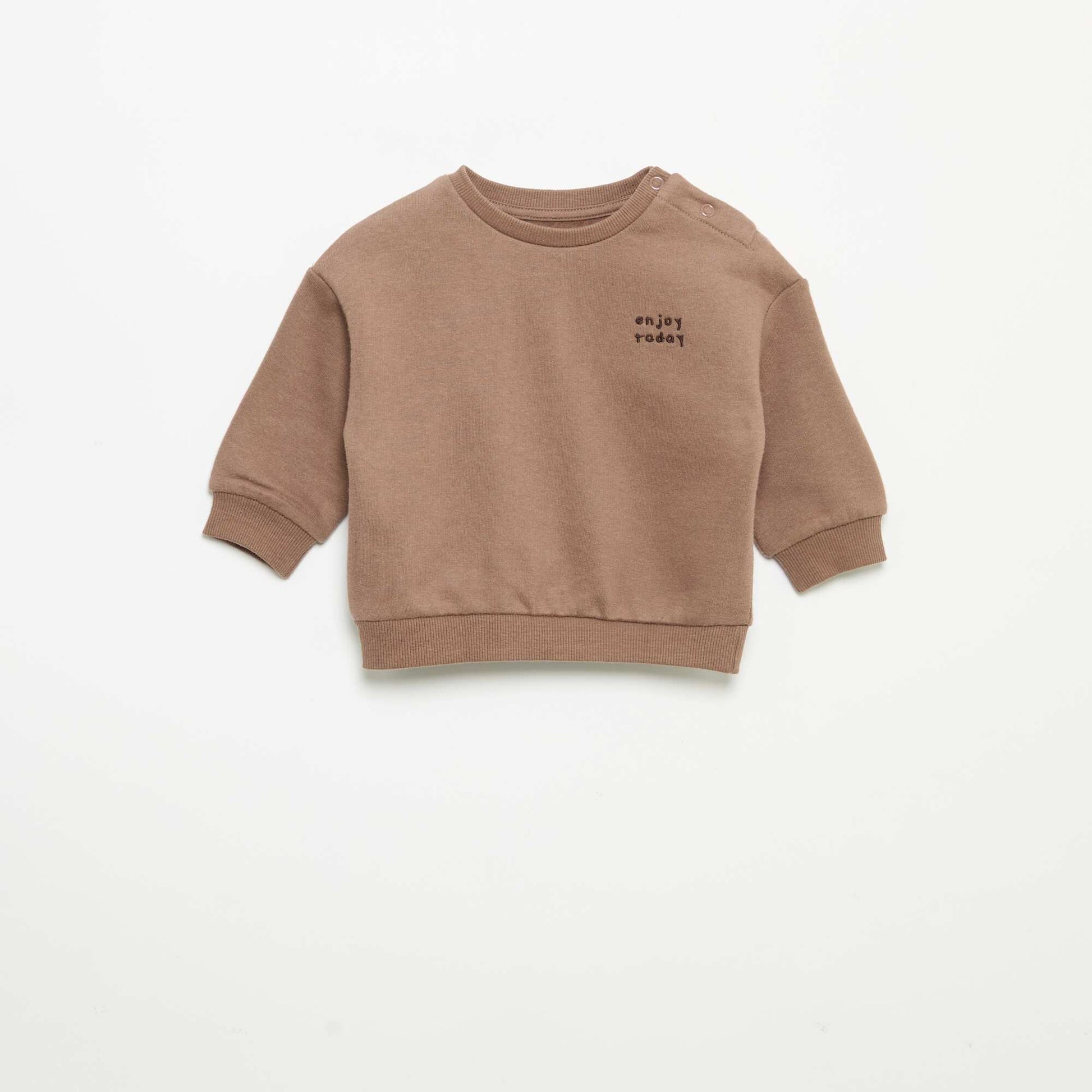 Long-sleeved fleece sweatshirt BROWN