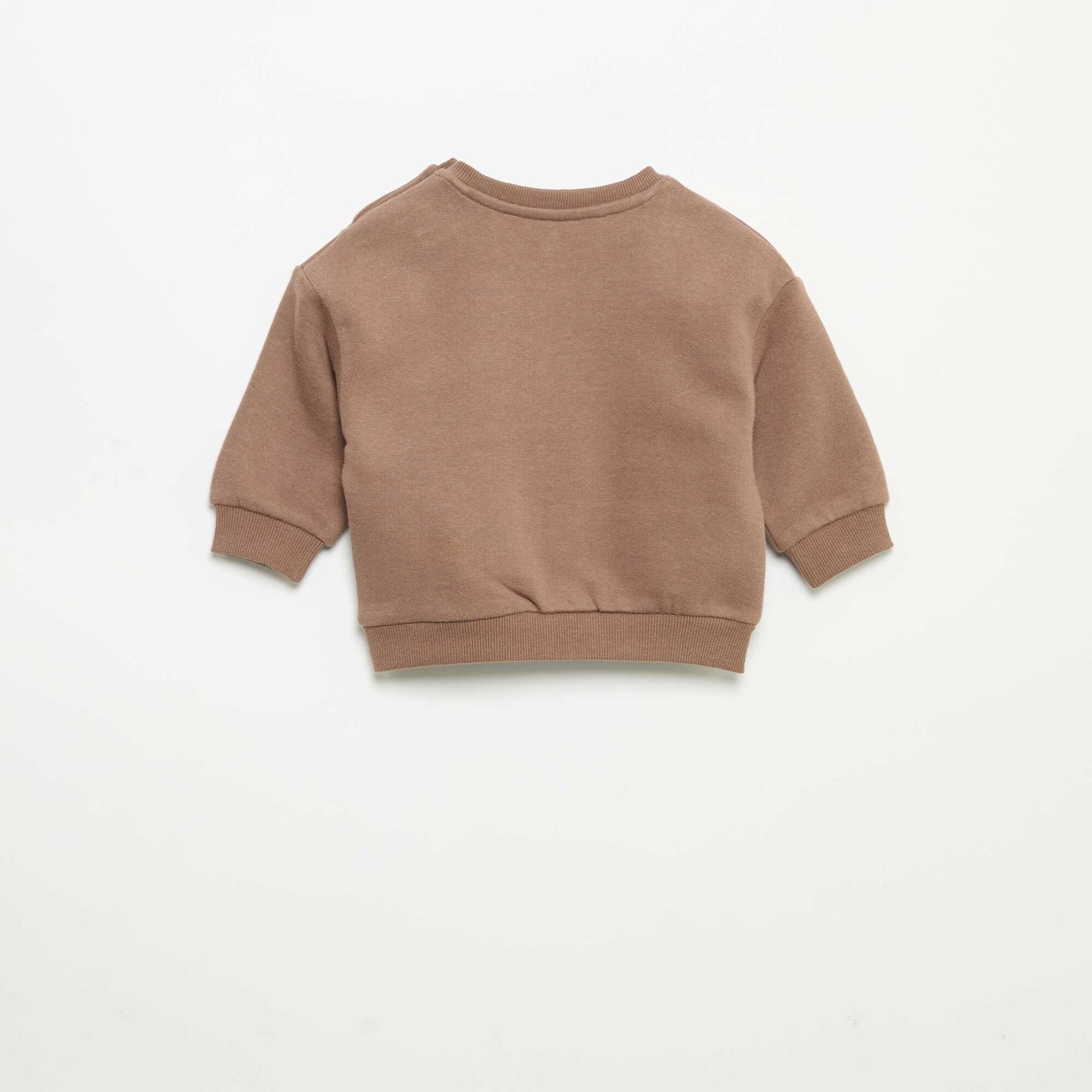 Long-sleeved fleece sweatshirt BROWN