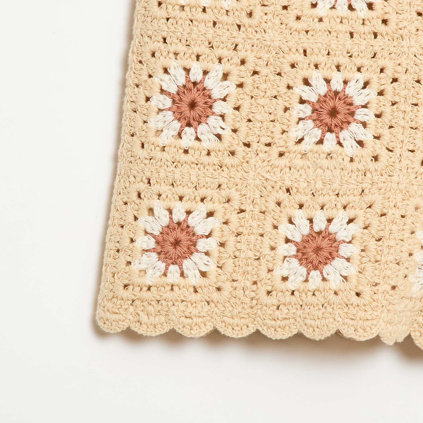 Patterned Crochet Shorts BEIGE