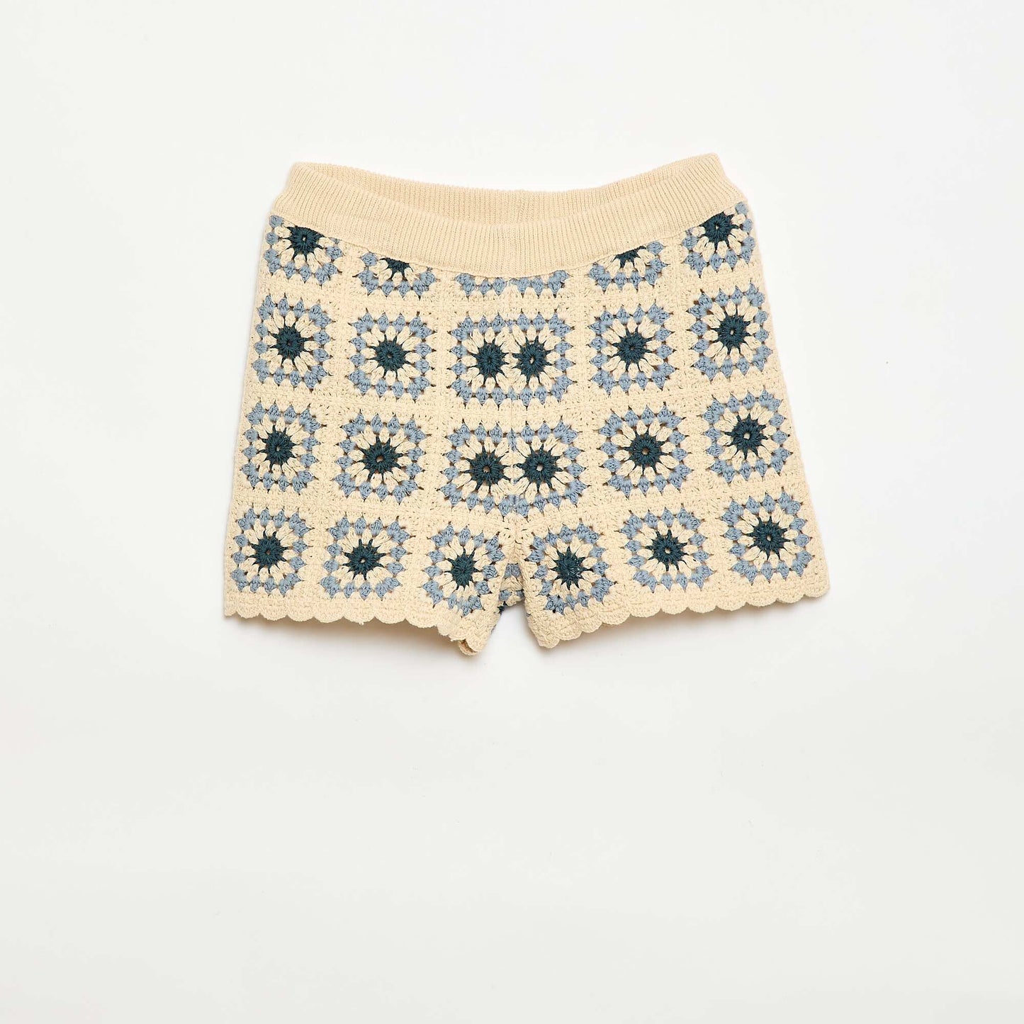 Patterned Crochet Shorts BEIGE