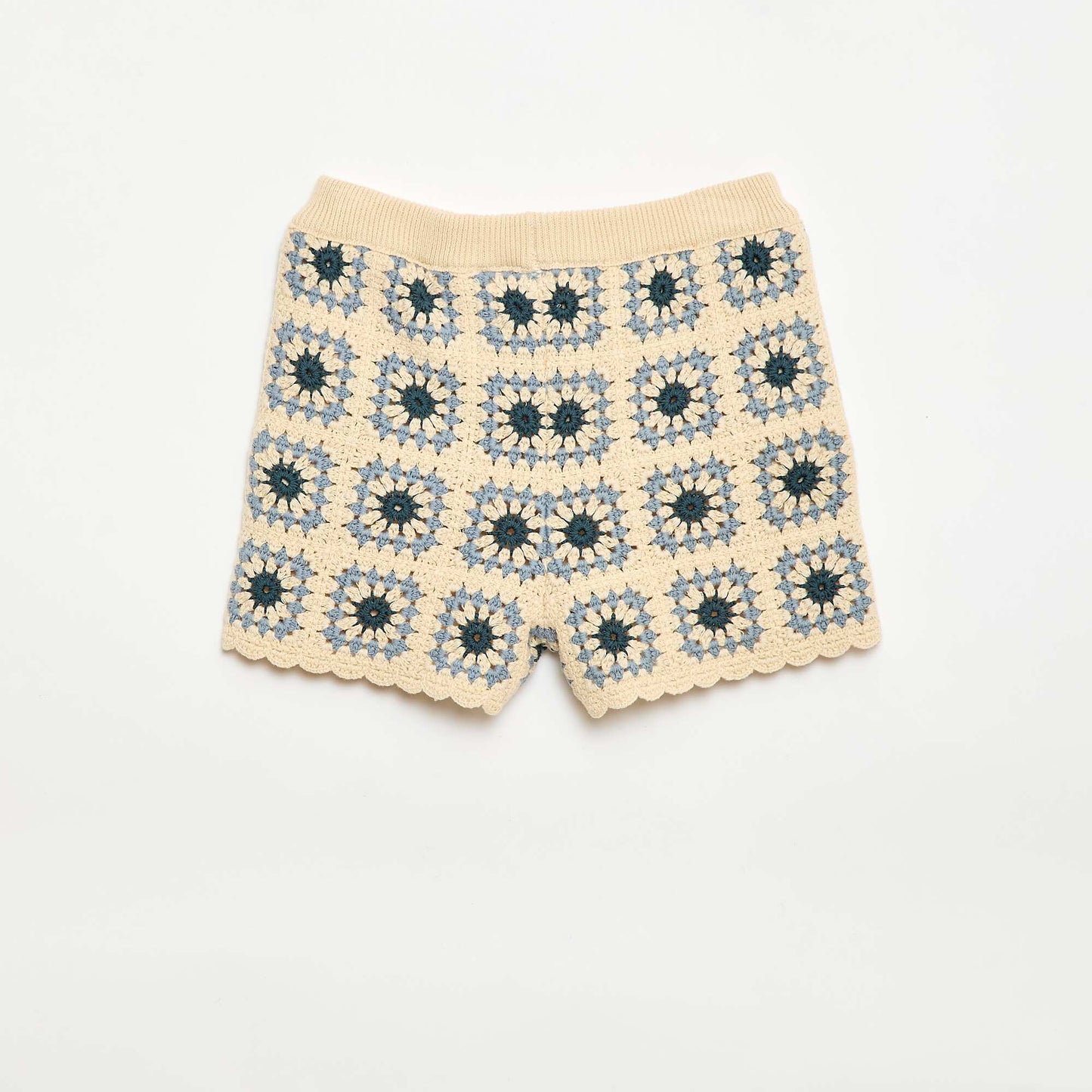 Patterned Crochet Shorts BEIGE