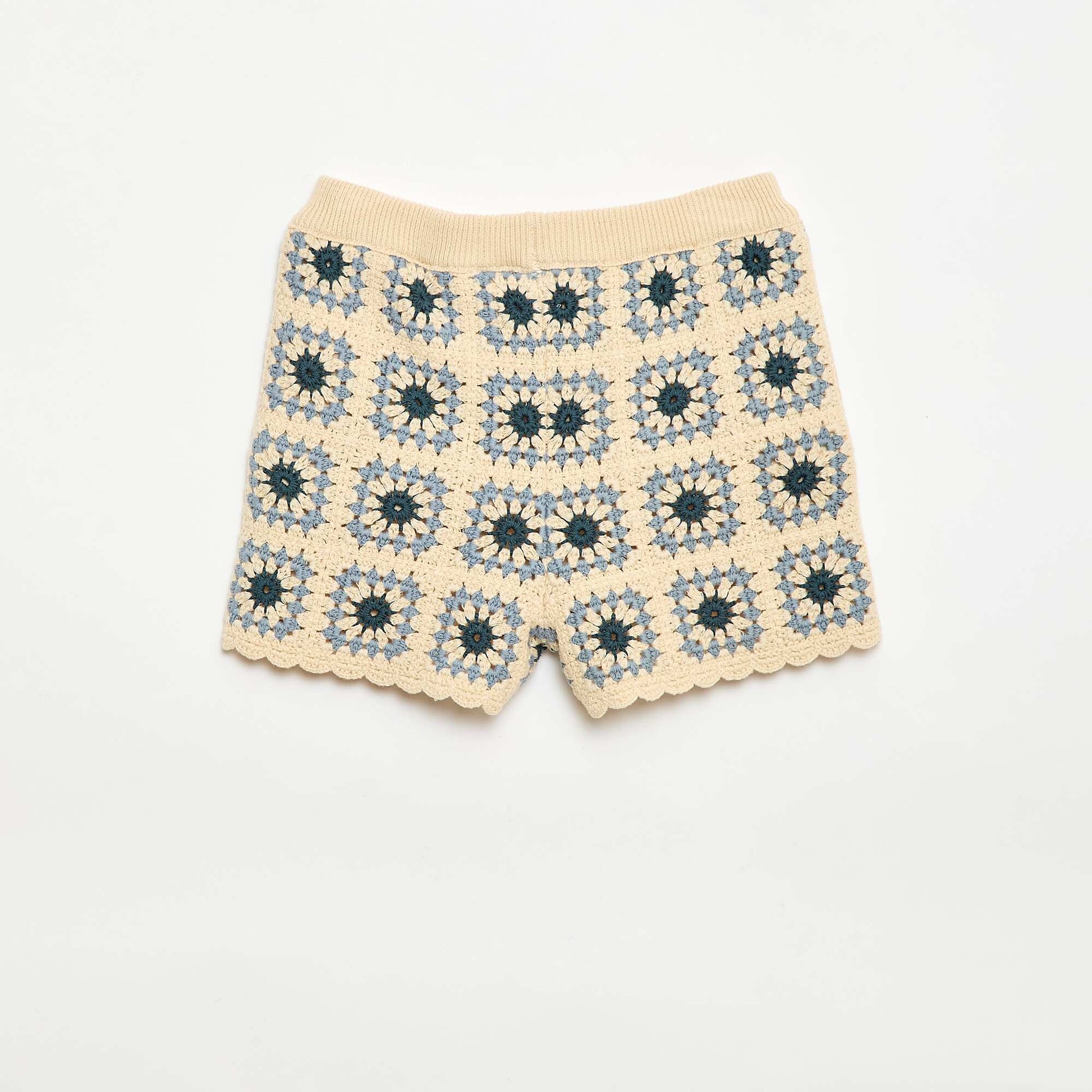 Patterned Crochet Shorts BEIGE