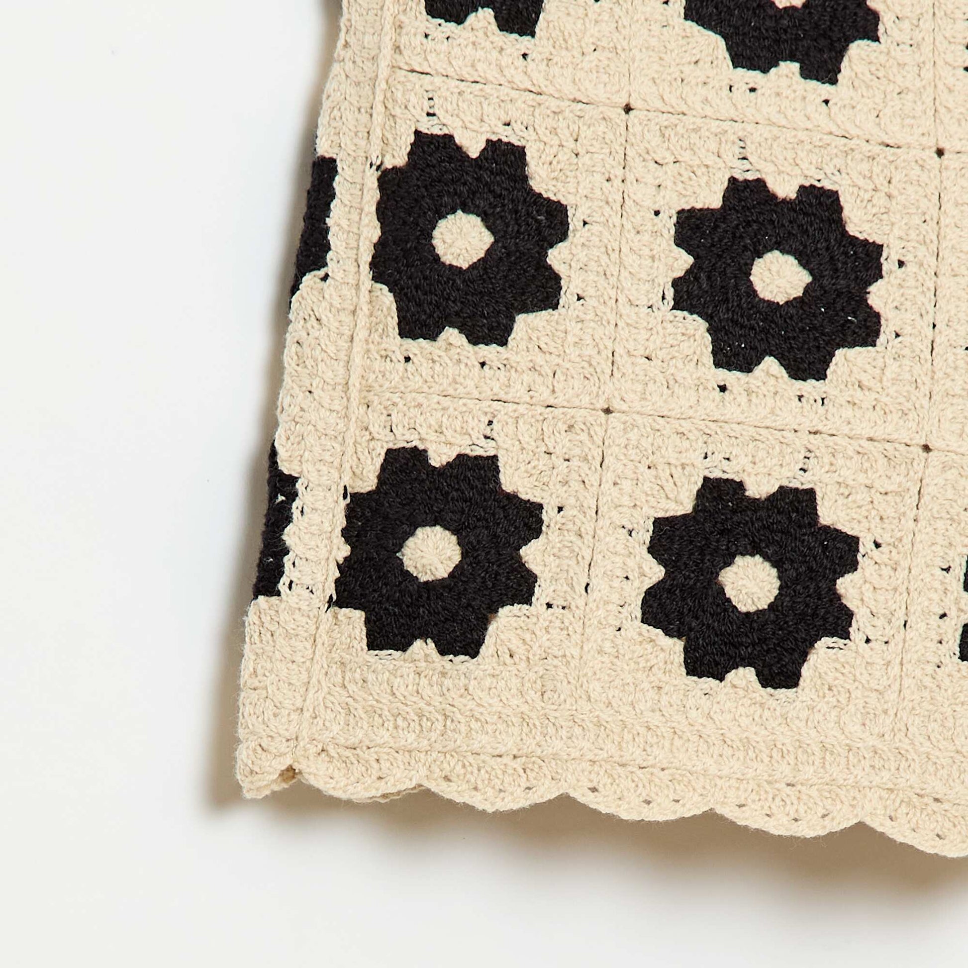 Patterned Crochet Shorts BLACK