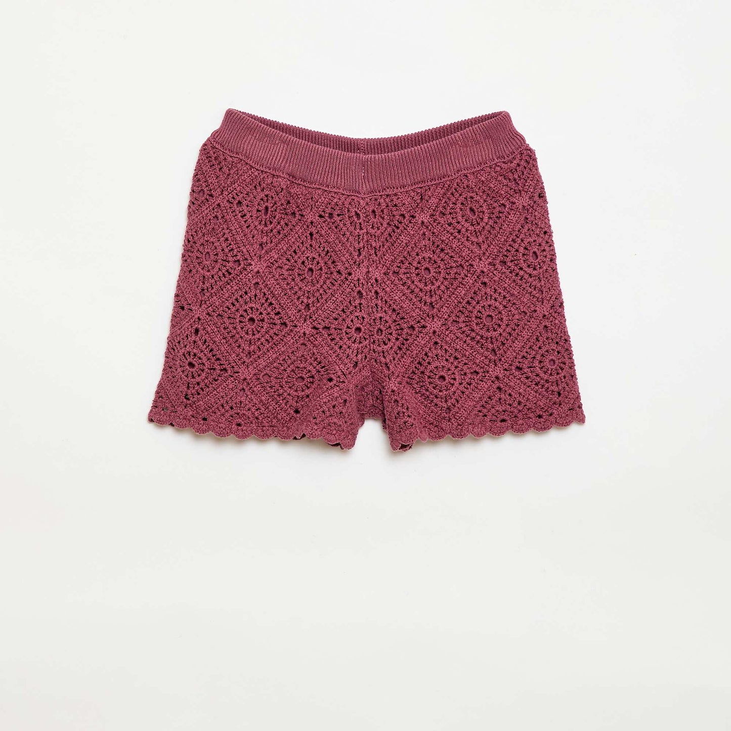 Solid crochet shorts RED