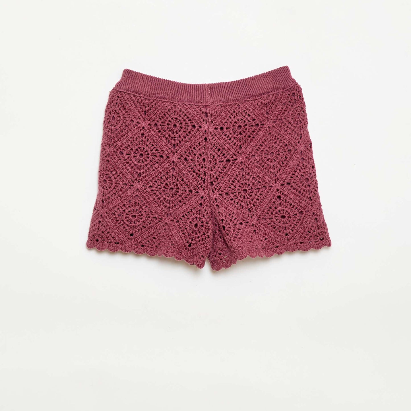Solid crochet shorts RED