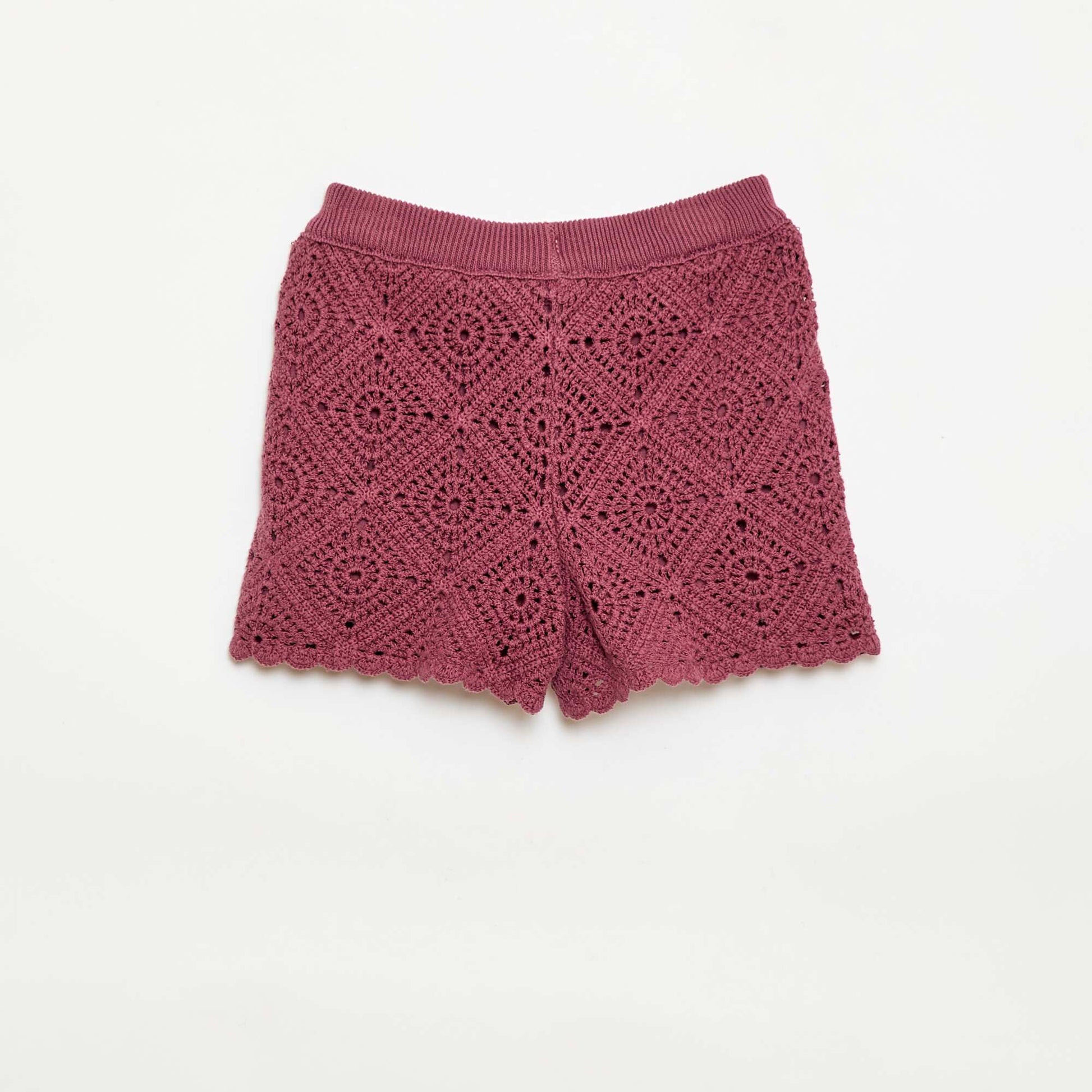 Solid crochet shorts RED