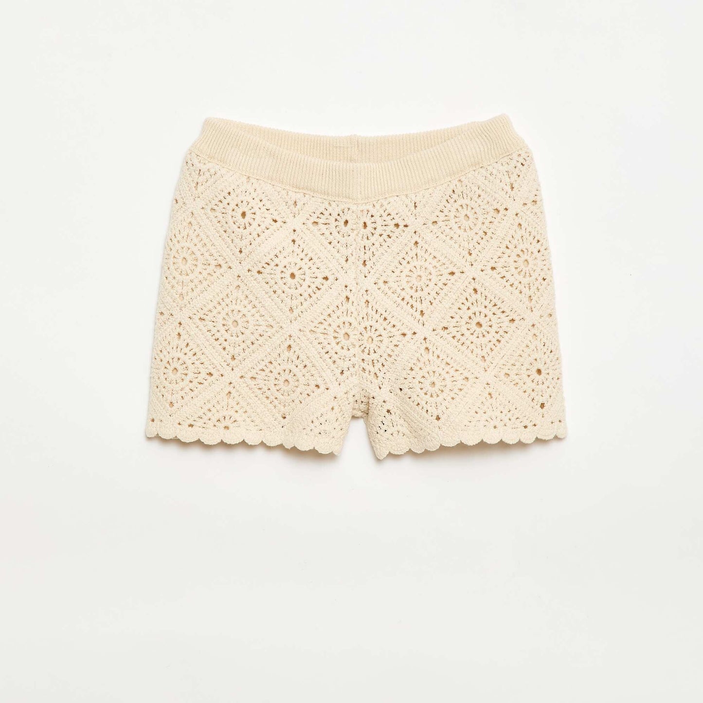 Solid crochet shorts WHITE