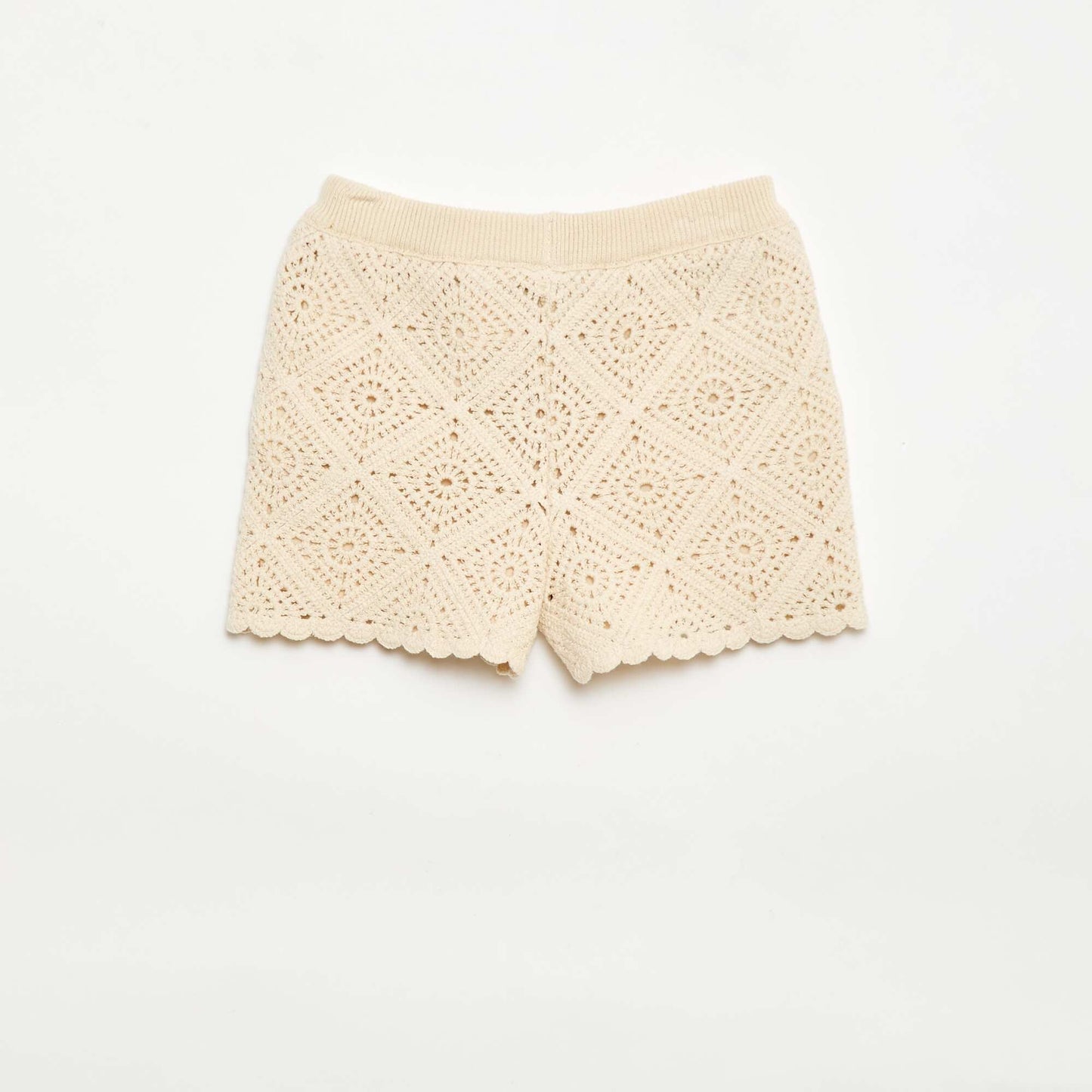 Solid crochet shorts WHITE