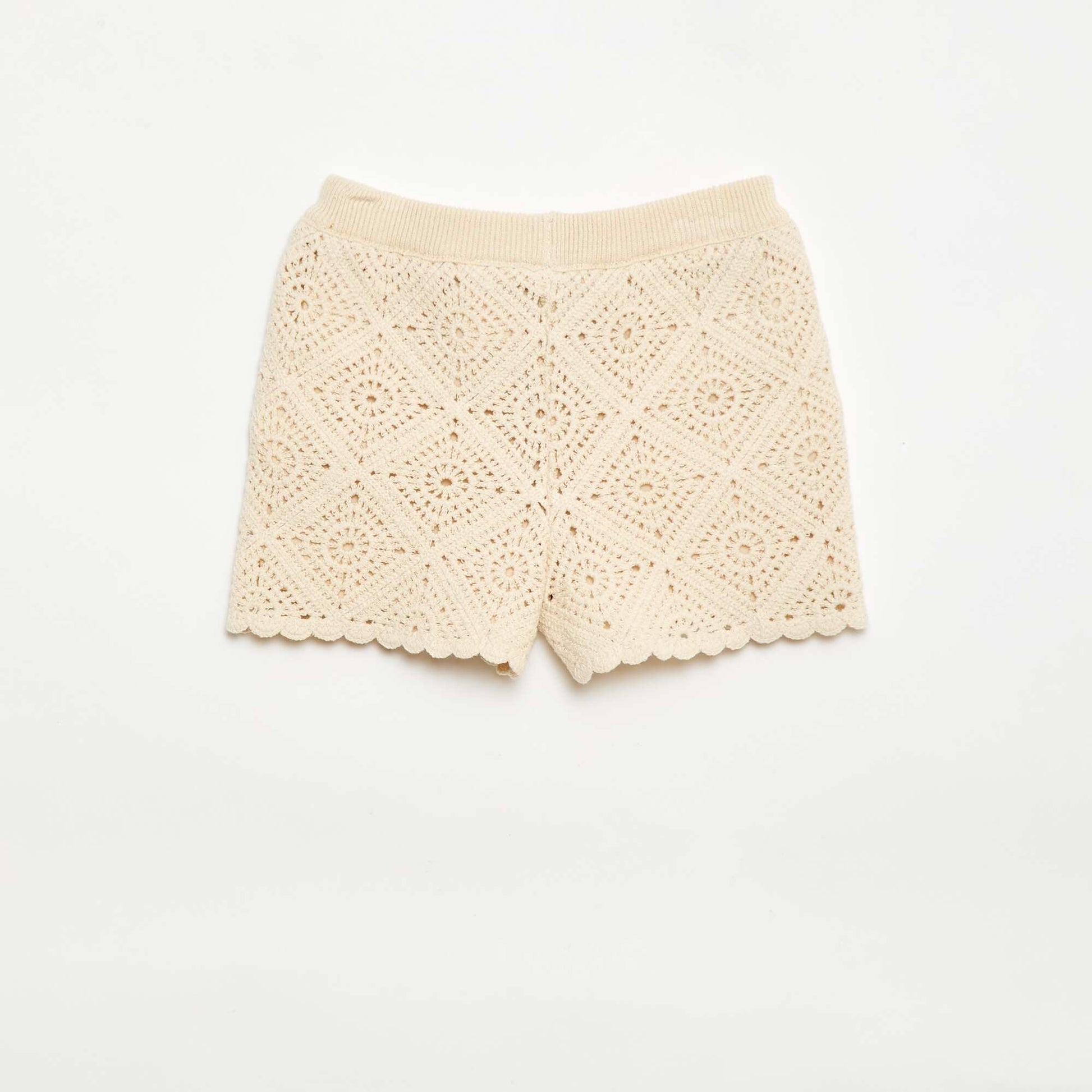 Solid crochet shorts WHITE
