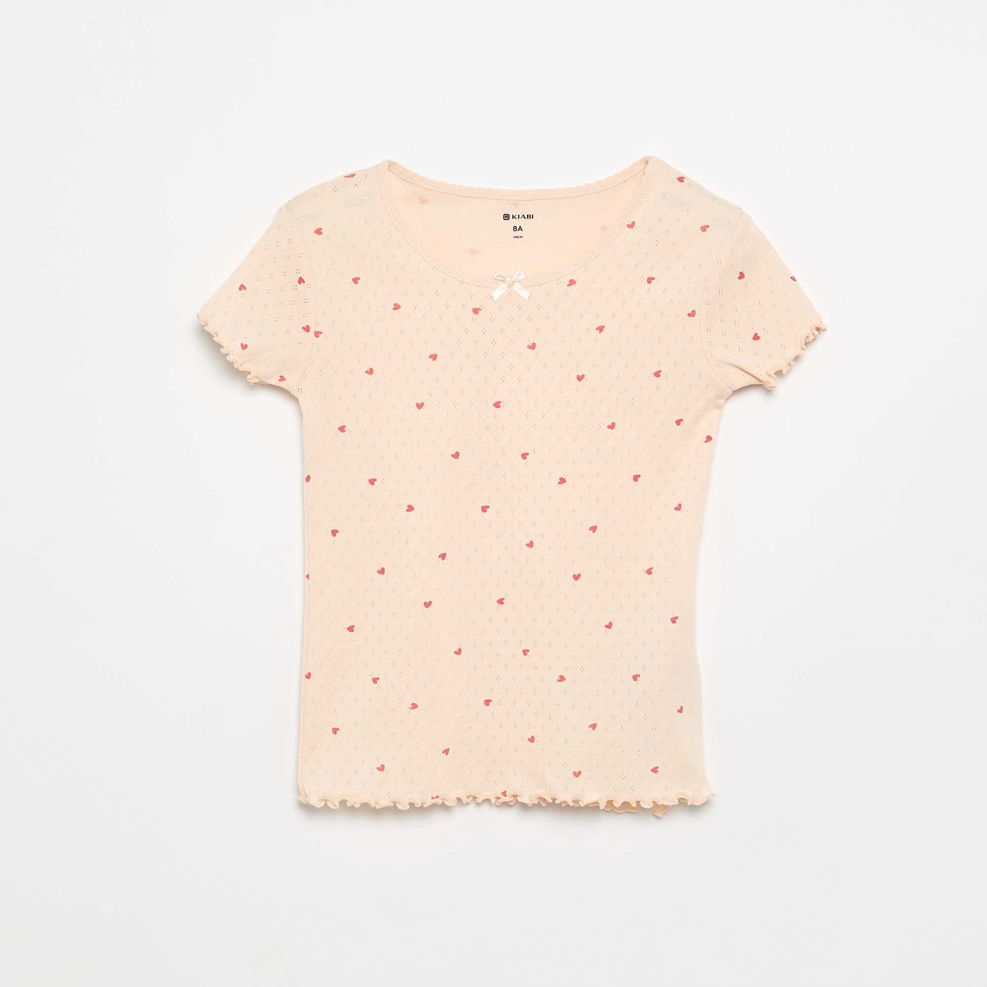 Pointelle Knit T-shirt and Shorts Pajama Set - 2-piece PINK