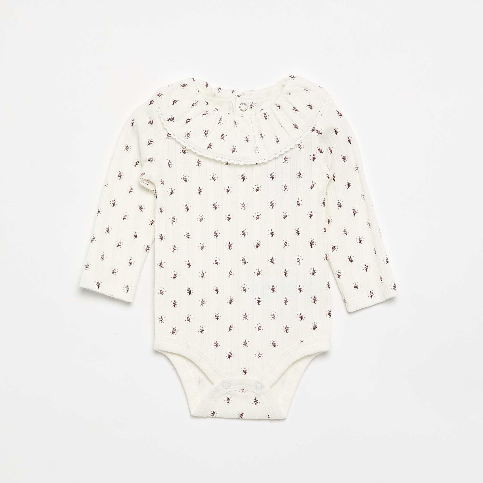 Pack of 2 bodysuits with decorative collar WHITE