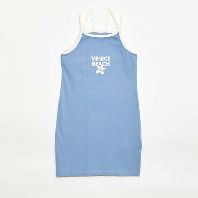 Tank top with thin straps and chest detail BLUE