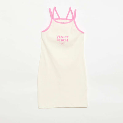 Tank top with thin straps and chest detail WHITE